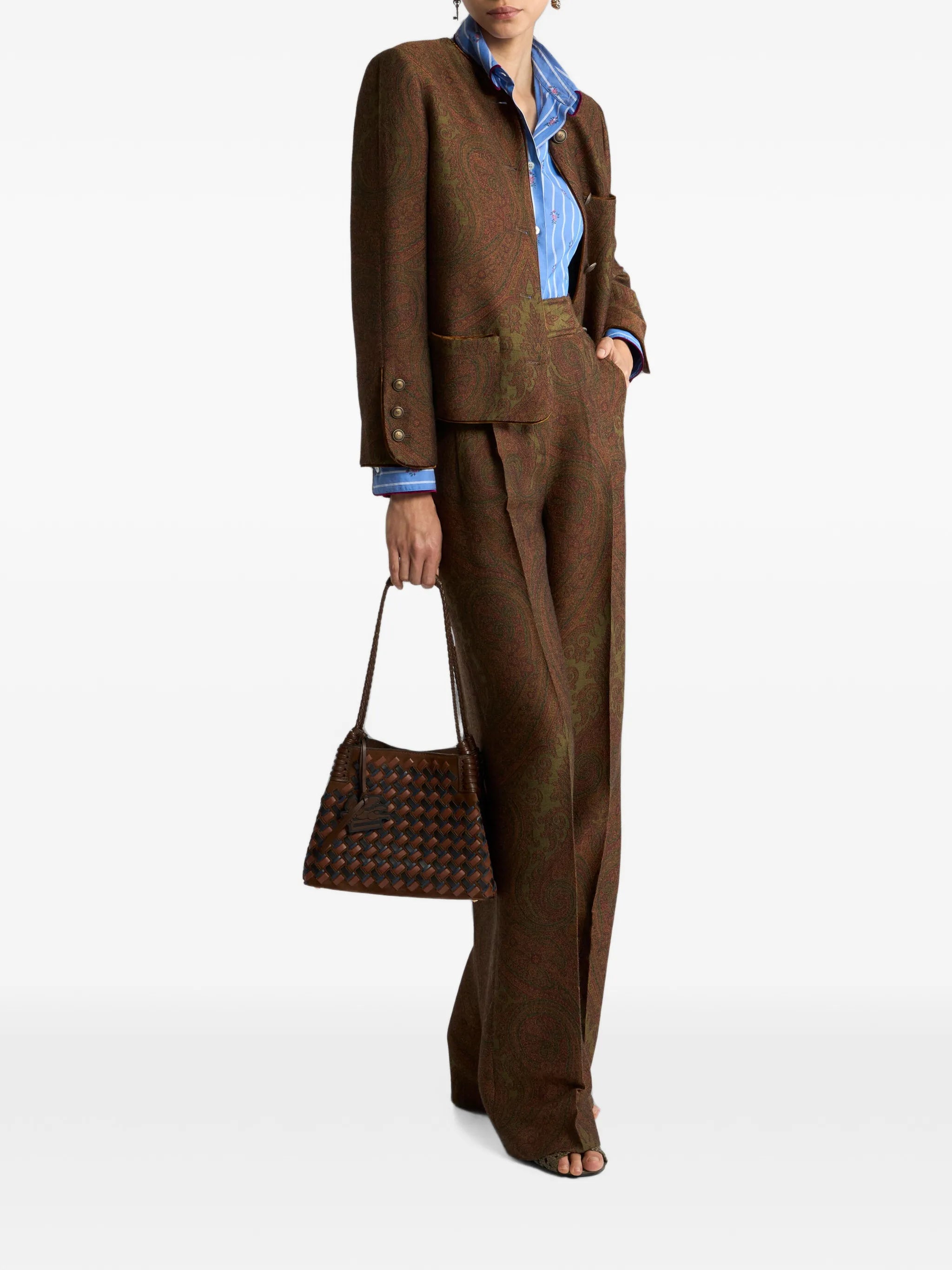 Etro Etro Wool-blend Jacquard Trousers With Paisley Motif, view 2
