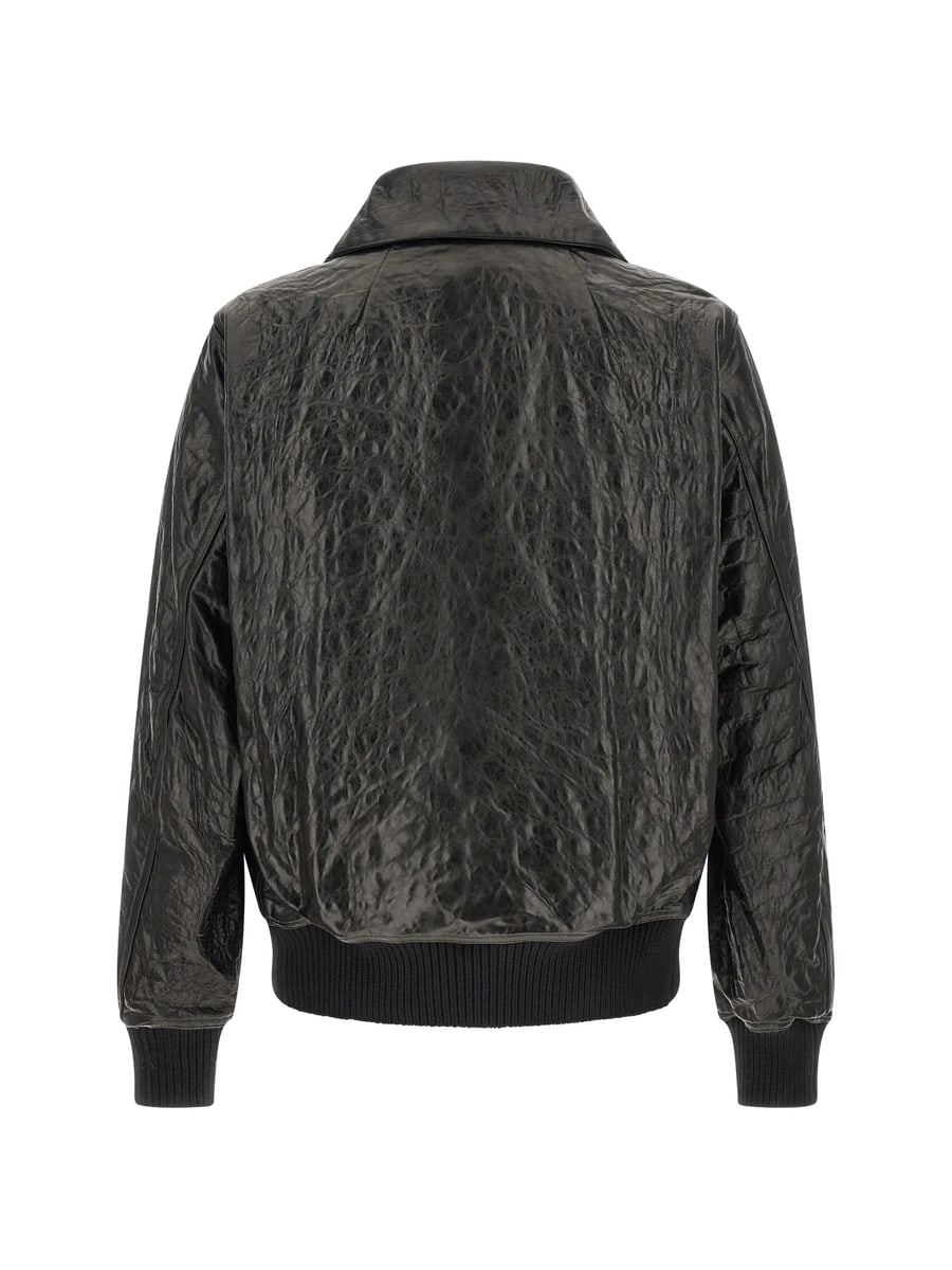 Rick Owens Rick Owens Dracuflight Hammered Leather Bomber Jacket, view 2