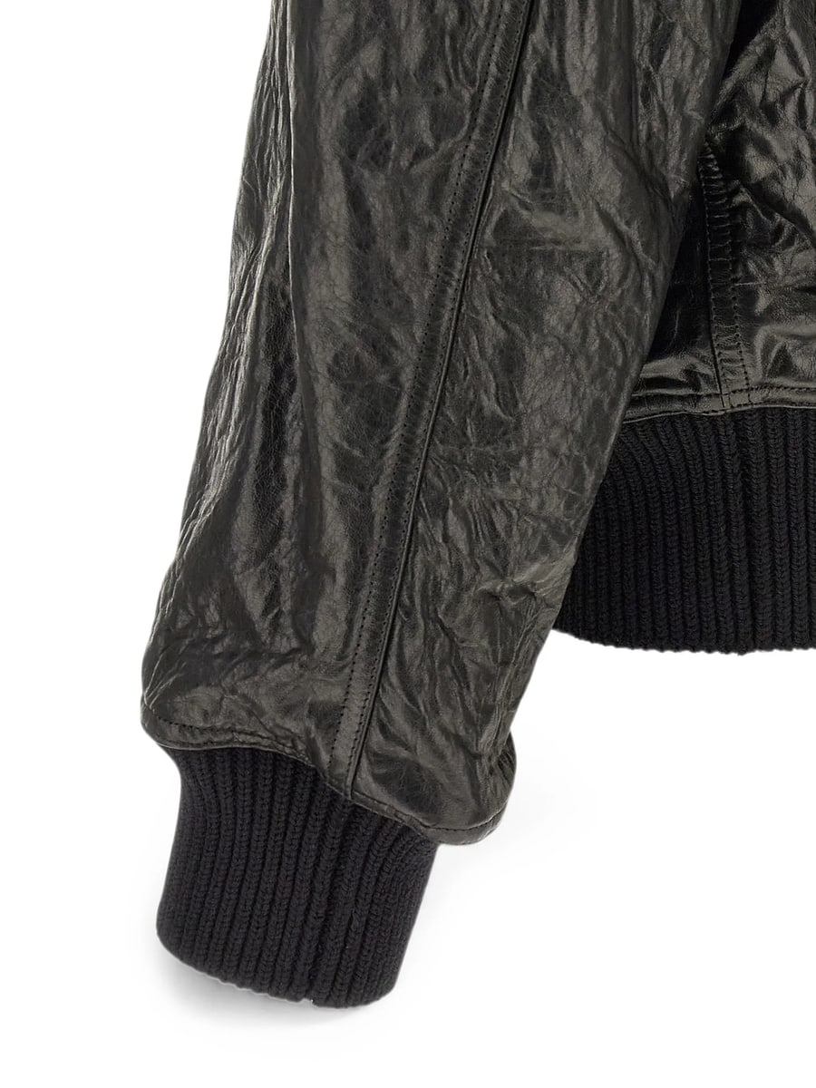 Rick Owens Rick Owens Dracuflight Hammered Leather Bomber Jacket, view 4