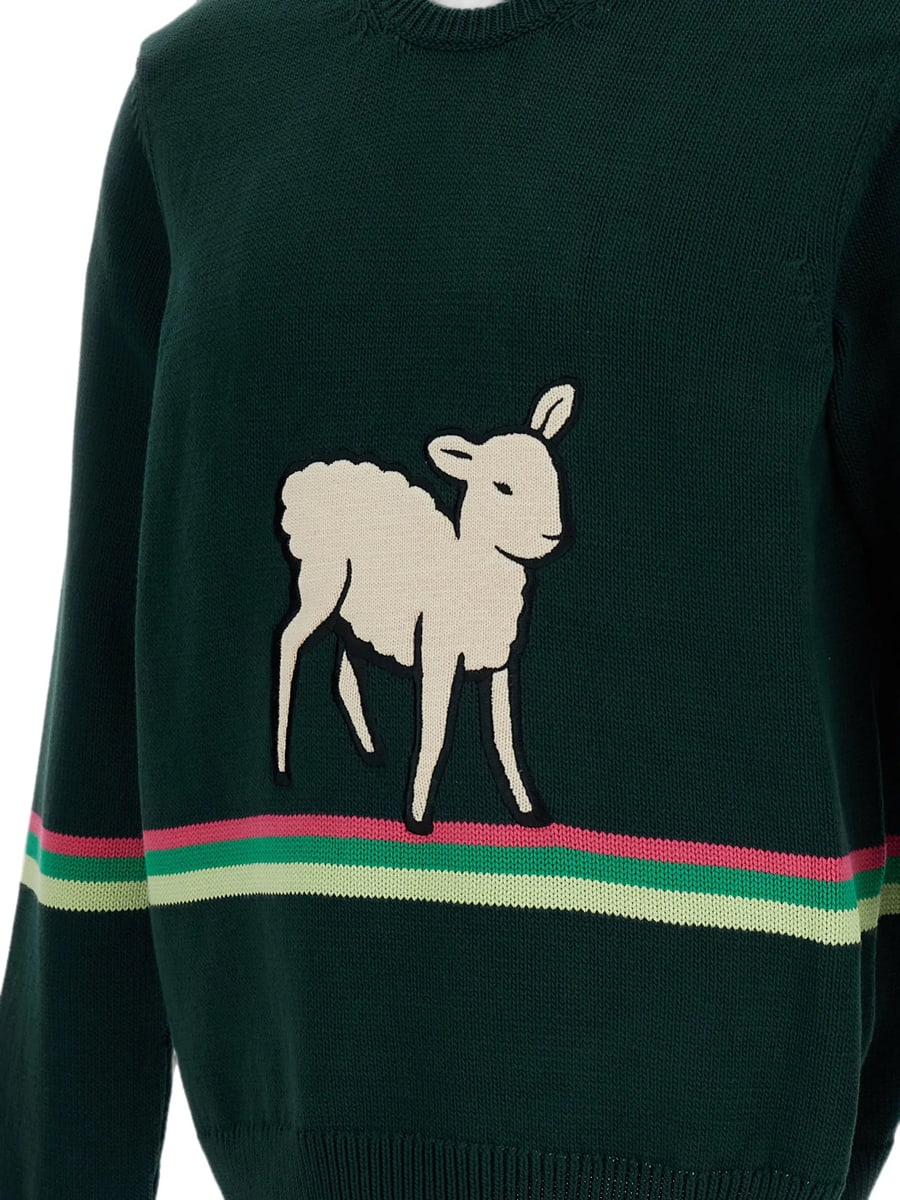 JW Anderson Jw Anderson Lamb-intarsia Striped-trim Sweater, view 3