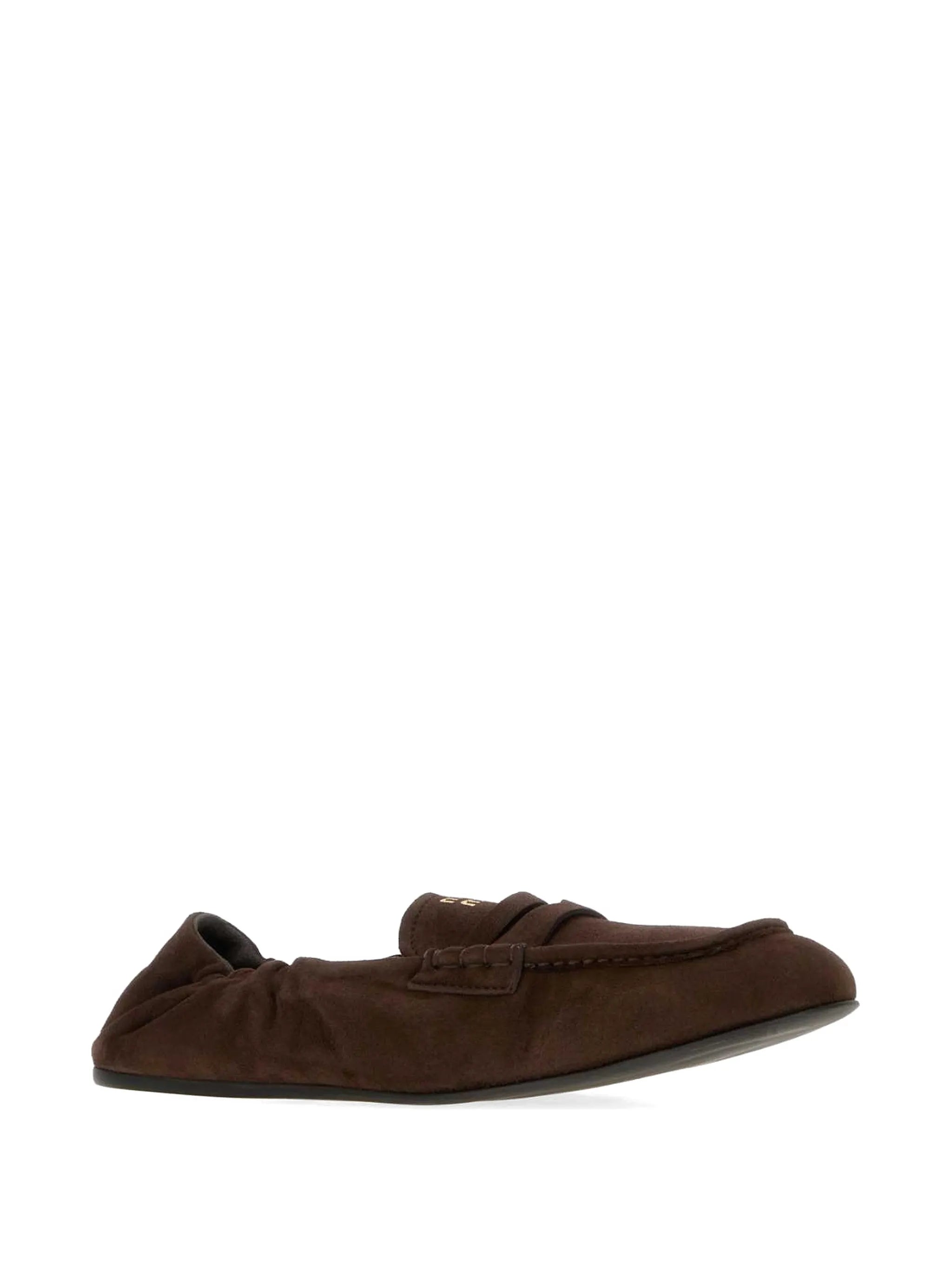 Miu Miu Miu Miu Ruches Suede Loafers, view 2