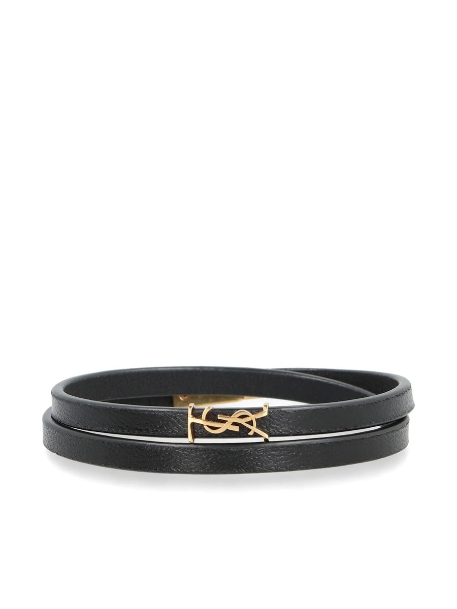 Saint Laurent Saint Laurent Double-wrap Leather Bracelet