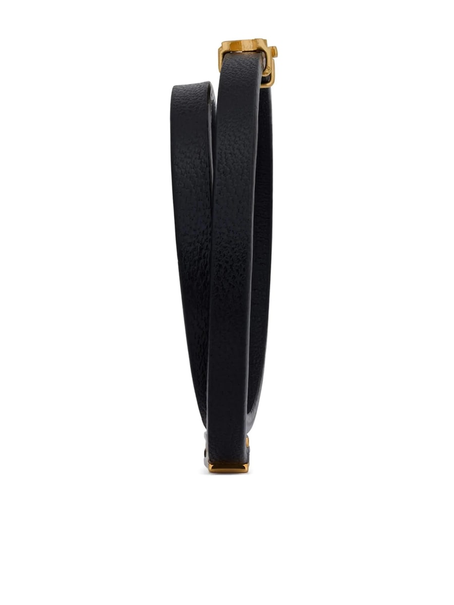 Saint Laurent Saint Laurent Double-wrap Leather Bracelet, view 2