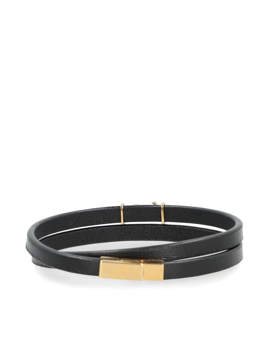 Saint Laurent Saint Laurent Double-wrap Leather Bracelet, view 4