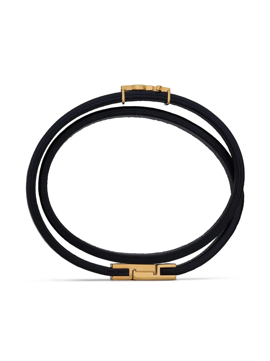 Saint Laurent Saint Laurent Double-wrap Leather Bracelet, view 5