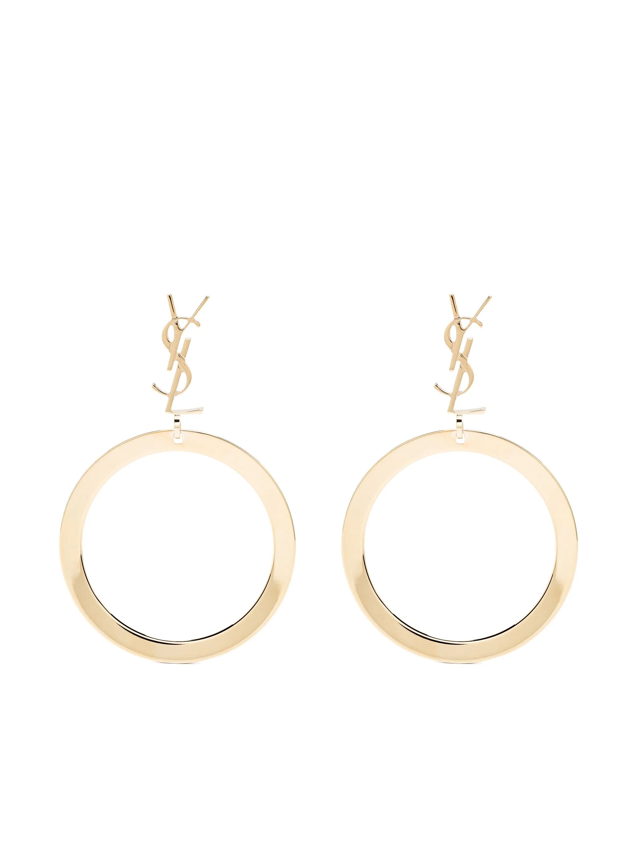 Saint Laurent Saint Laurent Cassandre Logo Hoop Earrings