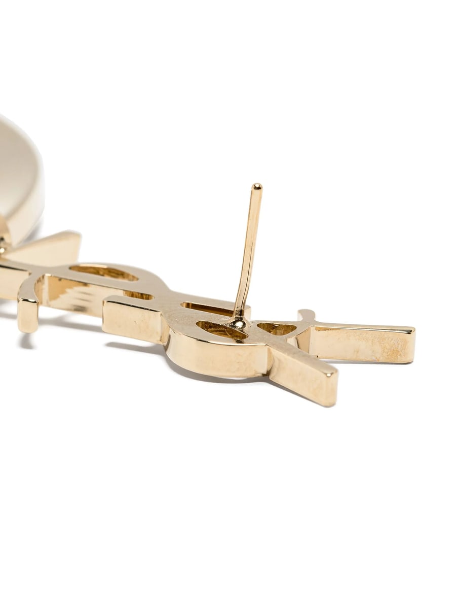 Saint Laurent Saint Laurent Cassandre Logo Hoop Earrings, view 2