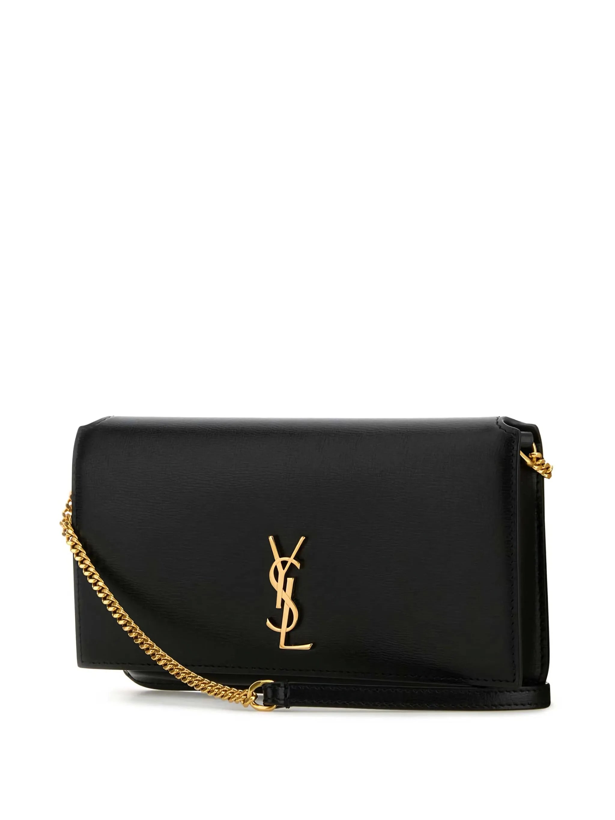 Saint Laurent Saint Laurent Black Leather Cassandre Phone Case
