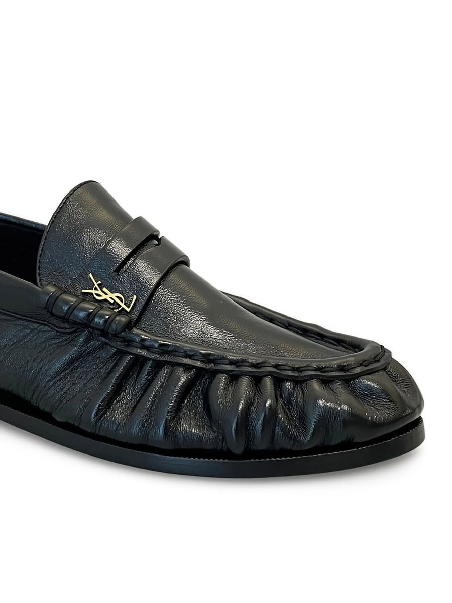 Saint Laurent Saint Laurent Logo-plaque Leather Loafers, view 2