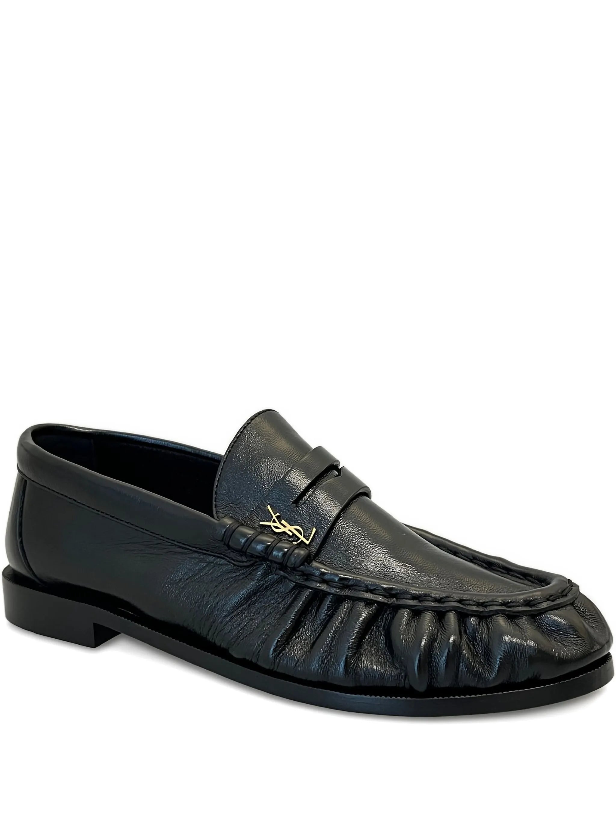 Saint Laurent Saint Laurent Logo-plaque Leather Loafers