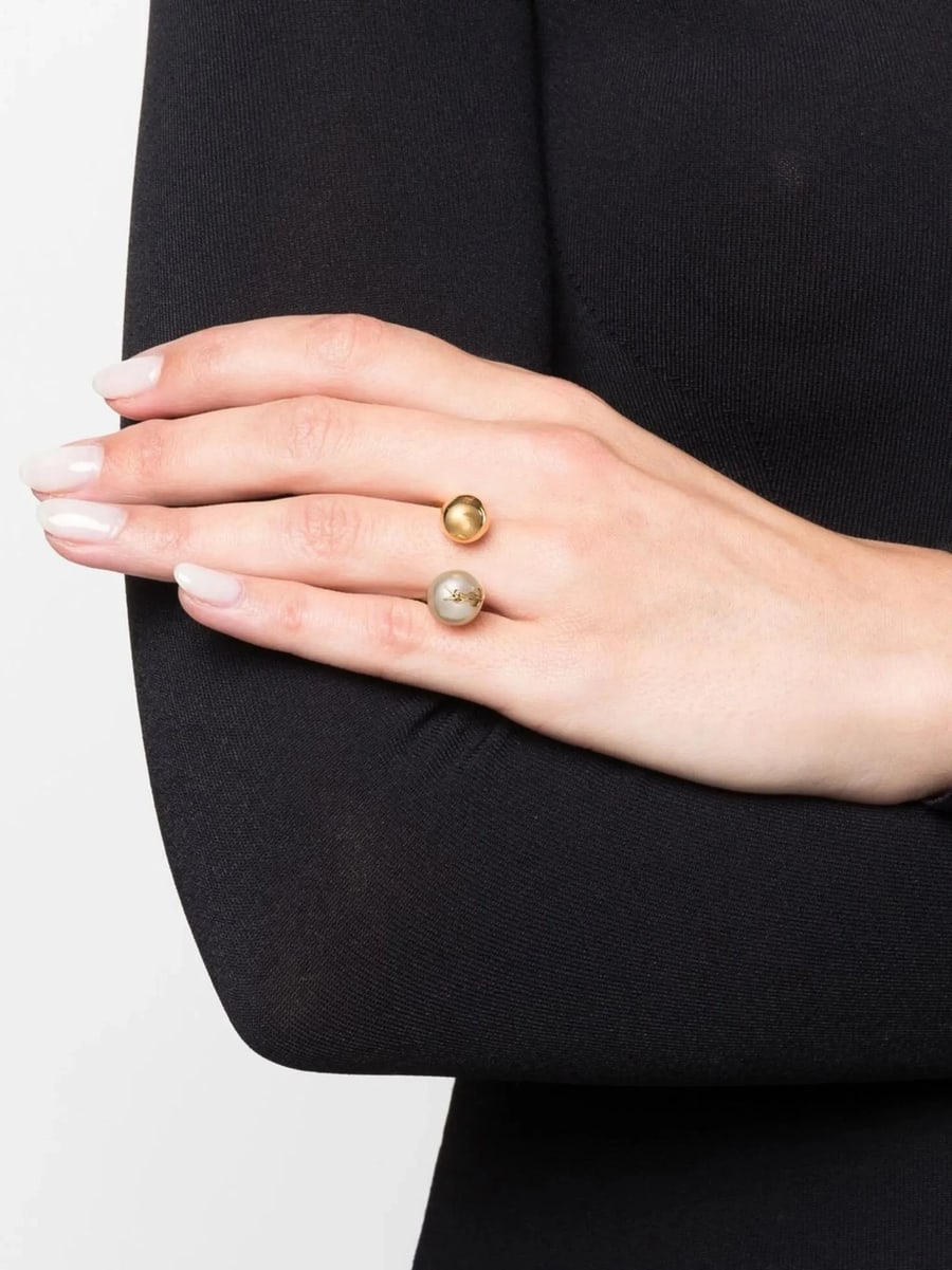 Saint Laurent Saint Laurent Cassandre Pearl Ball Ring, view 2