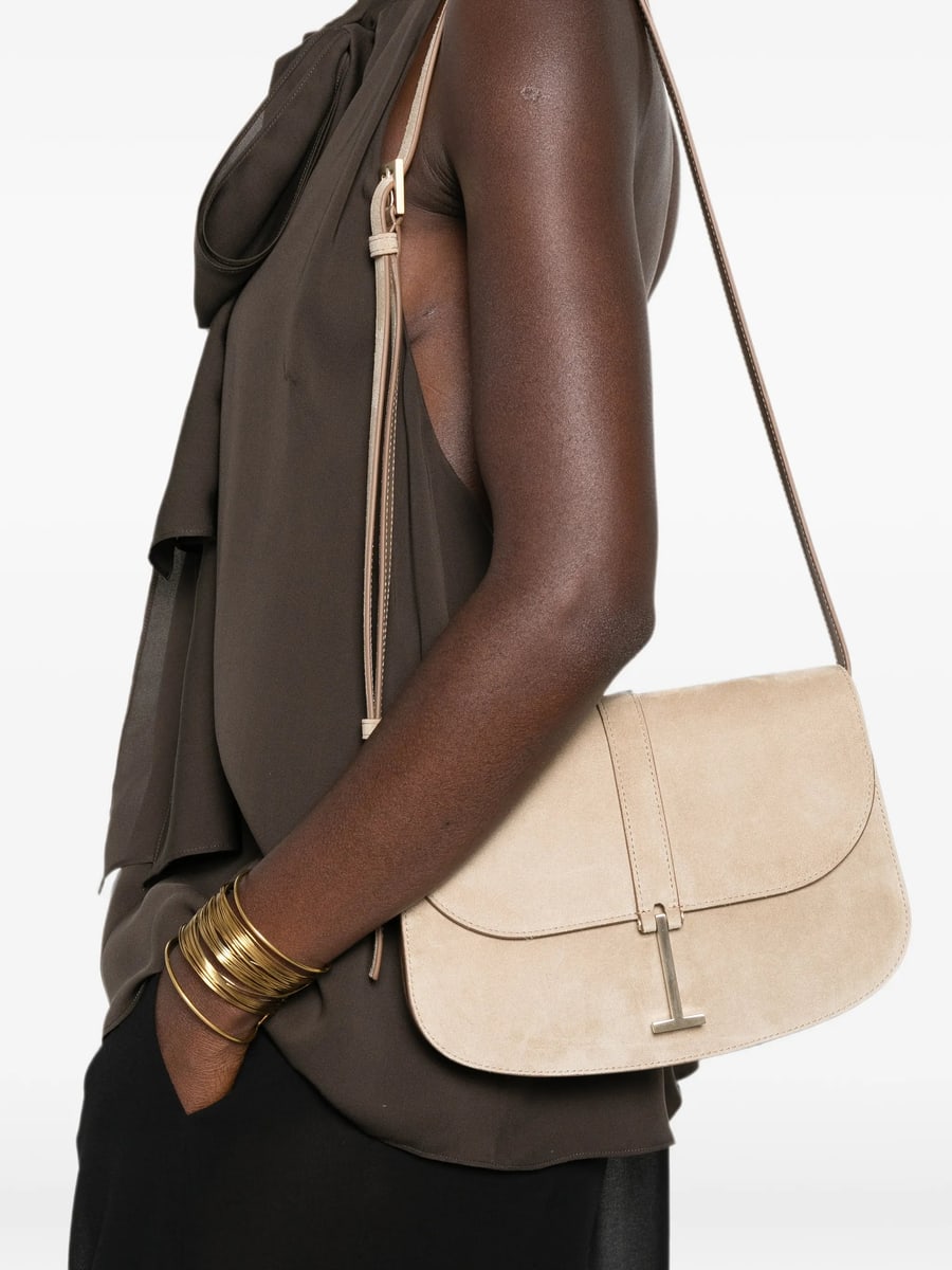 Tom Ford Tom Ford Small Kara T-bar Suede Crossbody Bag, view 2