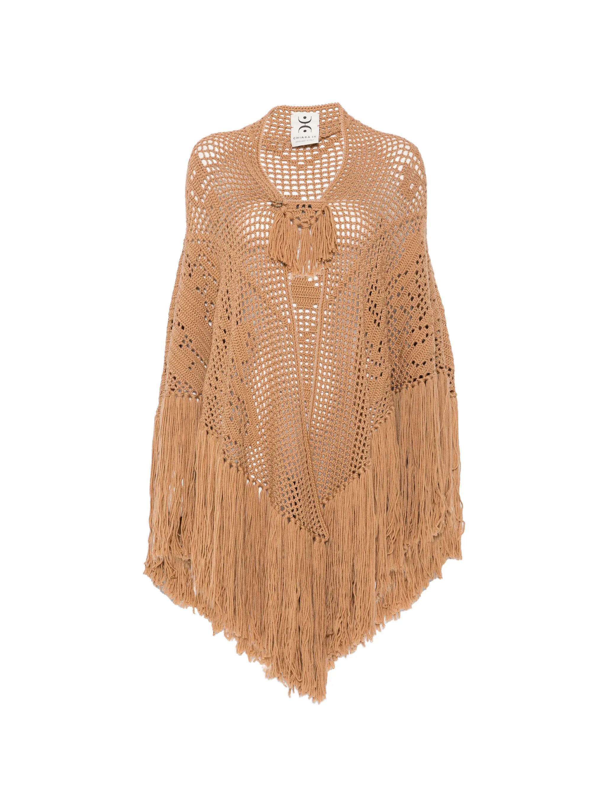 Chiara Is Chiara Is Peonia Fringed-trim Crochet-knit Poncho