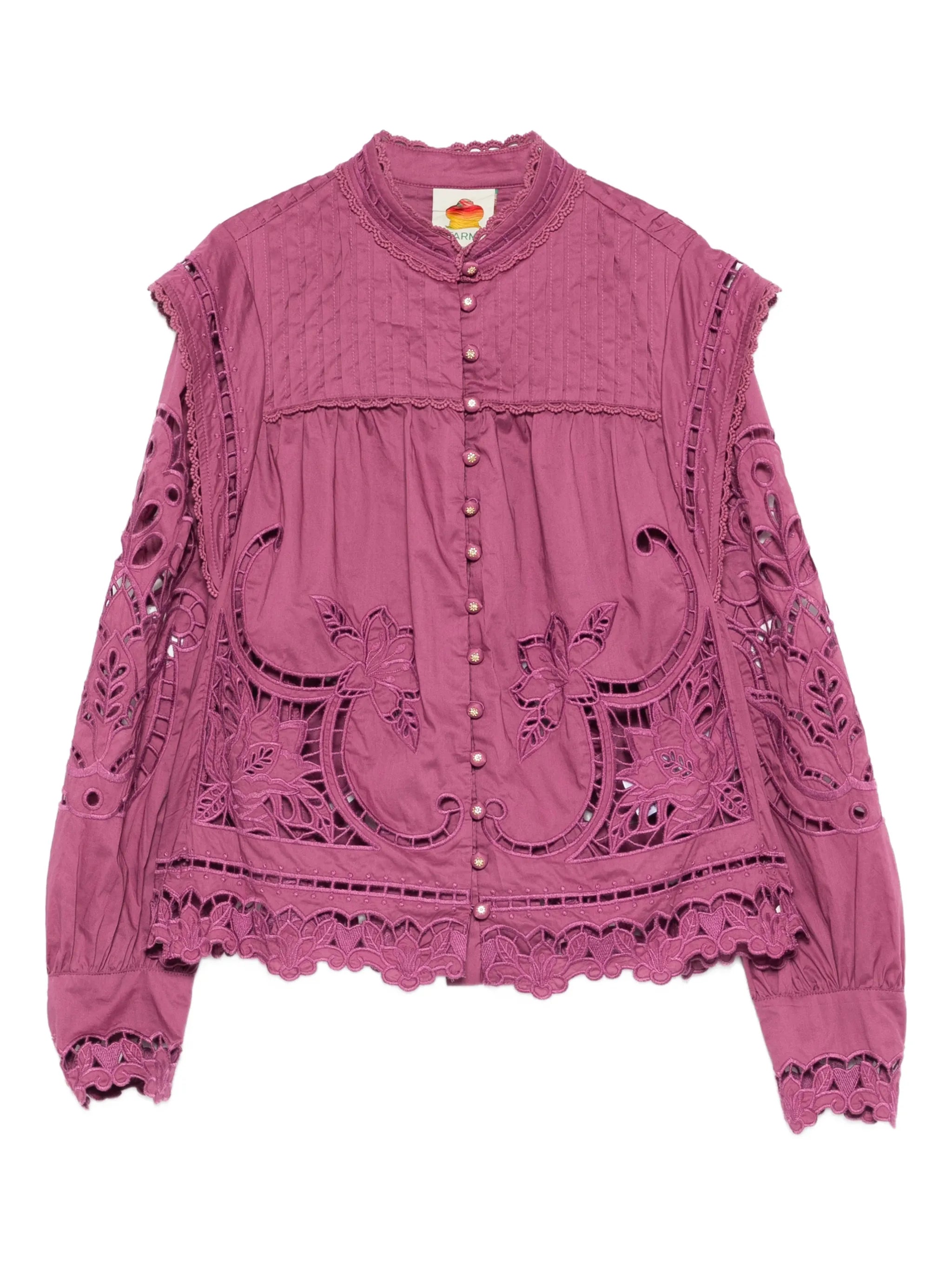 Farm Rio Farm Rio Floral-cut-out Scalloped Shirt