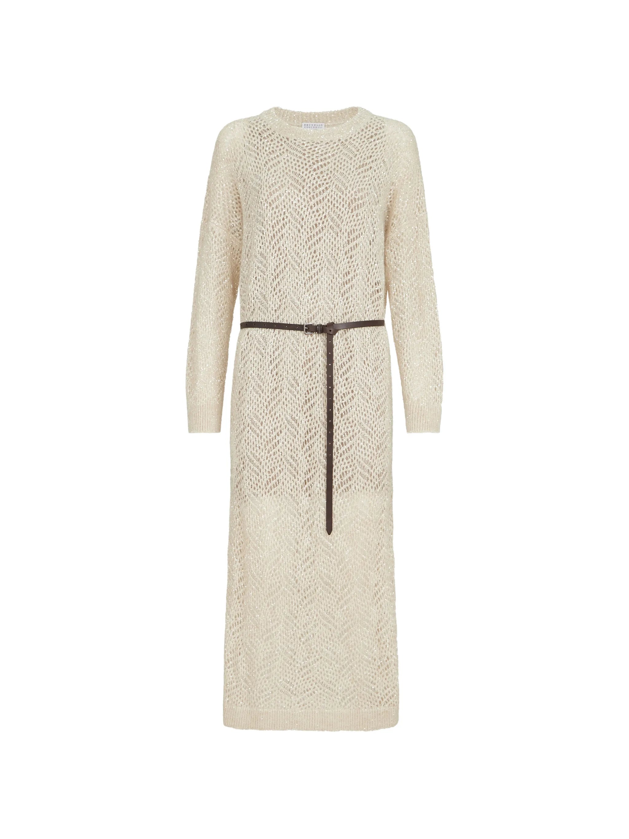 Brunello Cucinelli Brunello Cucinelli Dazzling Abstract Leaf Knit Dress In Mohair And Wool