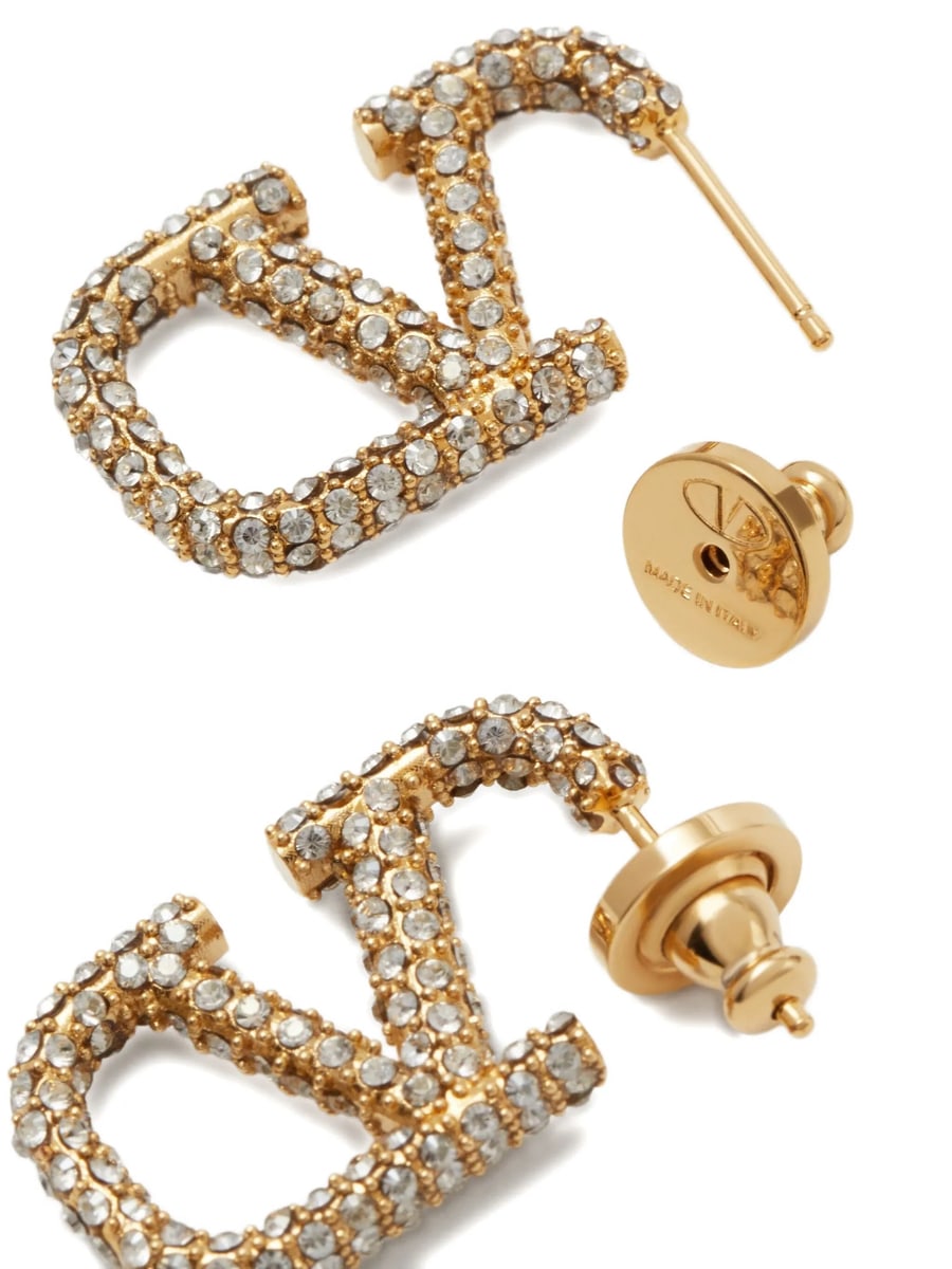 Valentino Garavani Valentino Garavani VLogo Swarovski Crystal Earrings, view 4