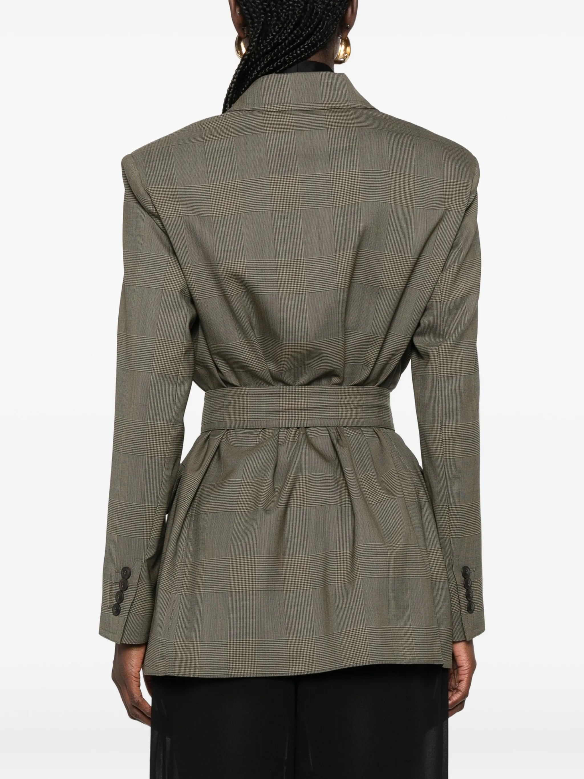 Max Mara Max Mara Check-pattern Belted Jacket, view 2