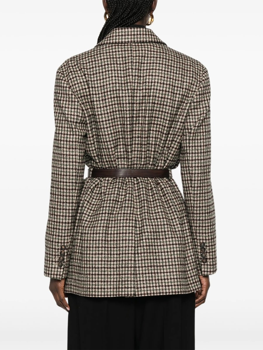 Brunello Cucinelli Brunello Cucinelli Check-pattern Belted Blazer, view 4