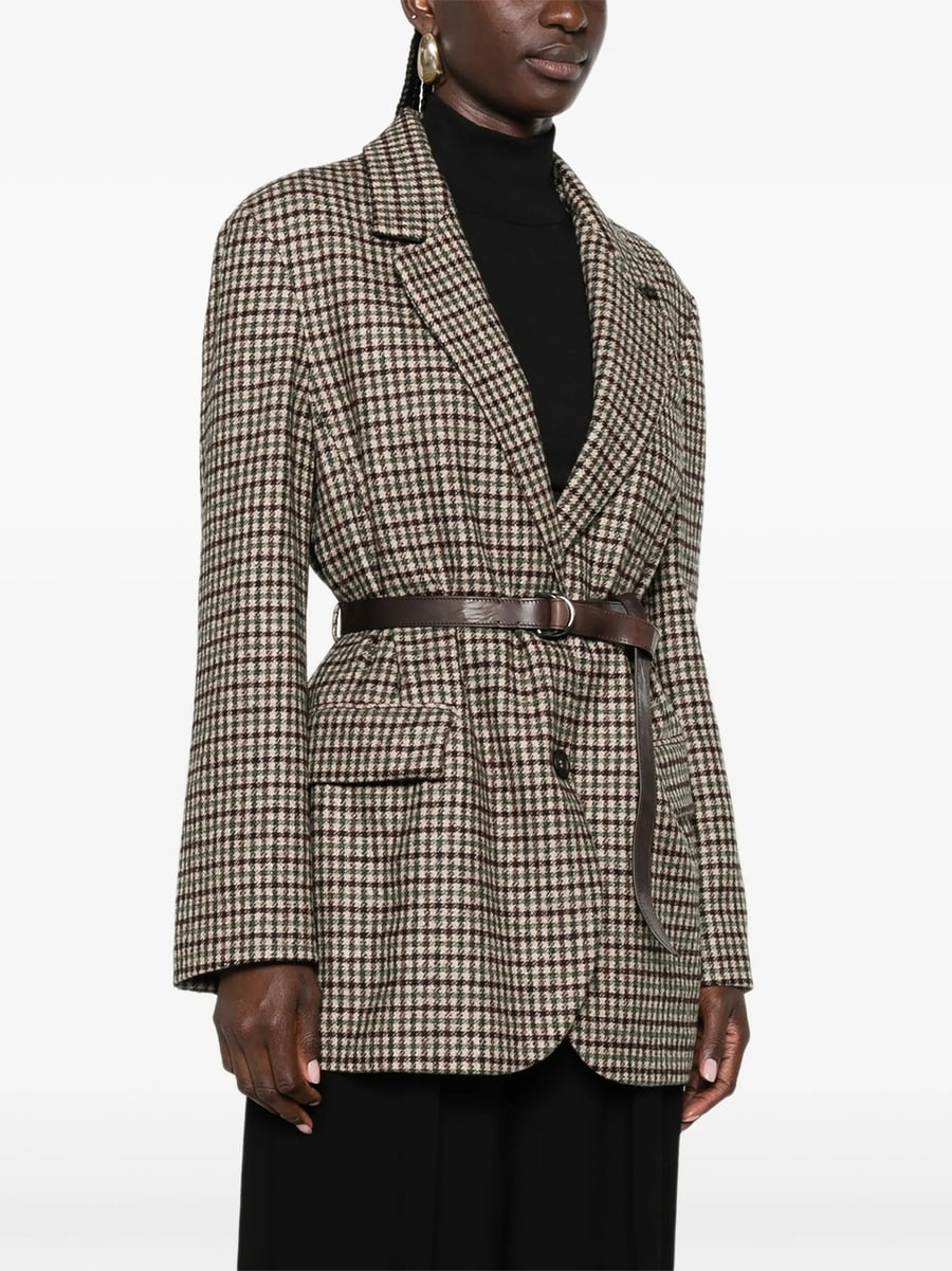 Brunello Cucinelli Brunello Cucinelli Check-pattern Belted Blazer, view 5