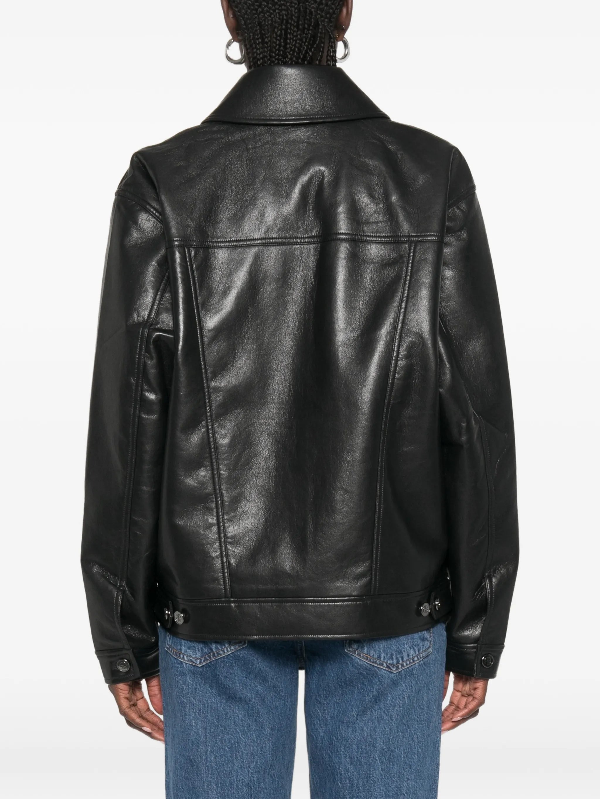 Anine Bing Anine Bing Buttoned Leather Jacket, view 2