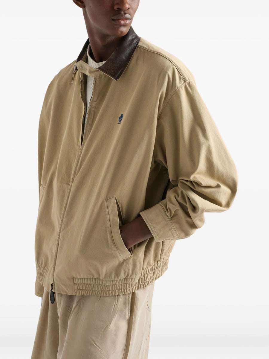 Prada Prada Logo-embroidered Leather-collar Jacket, view 4