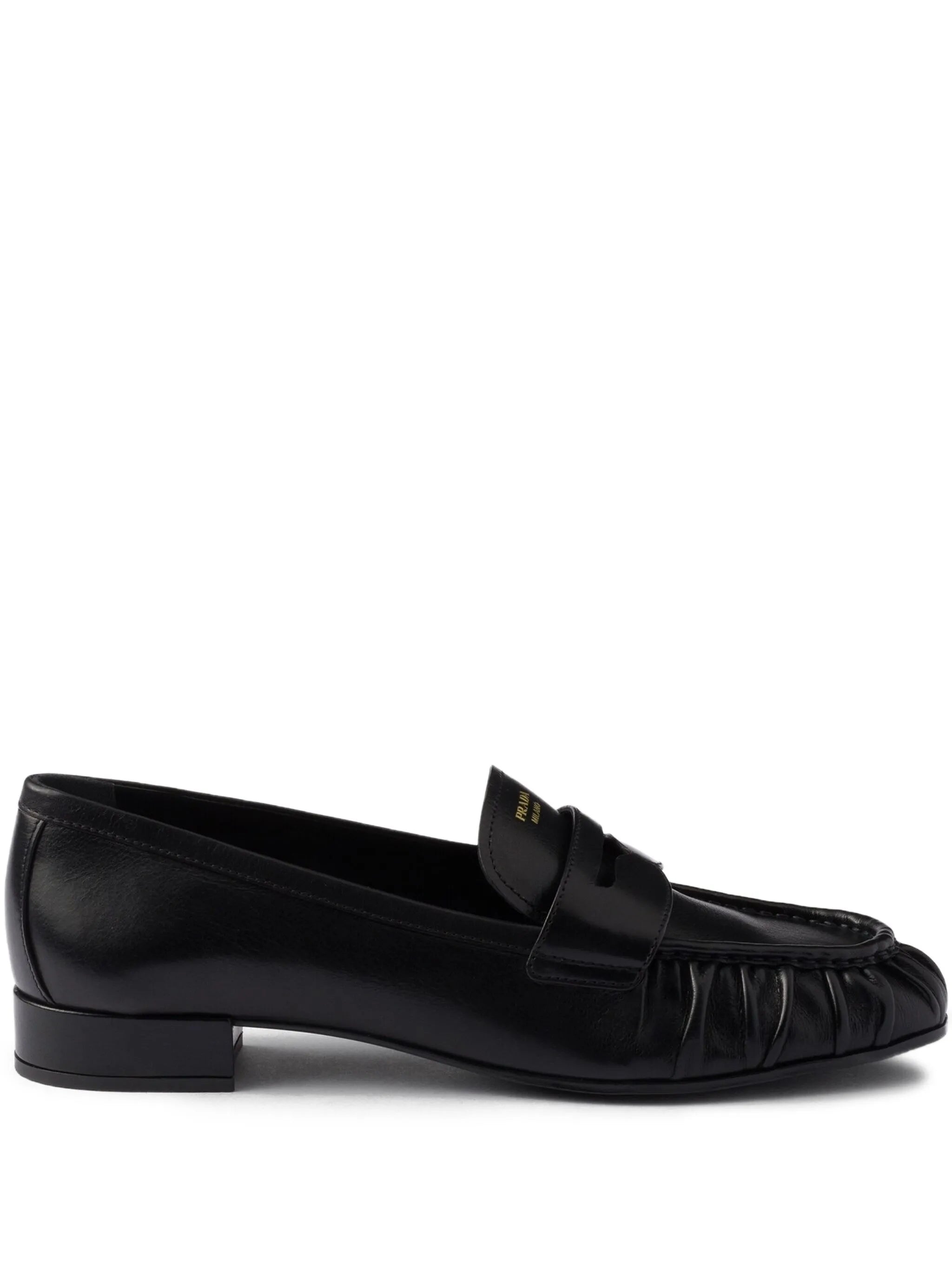 Prada Prada Gathered-detail Leather Loafers