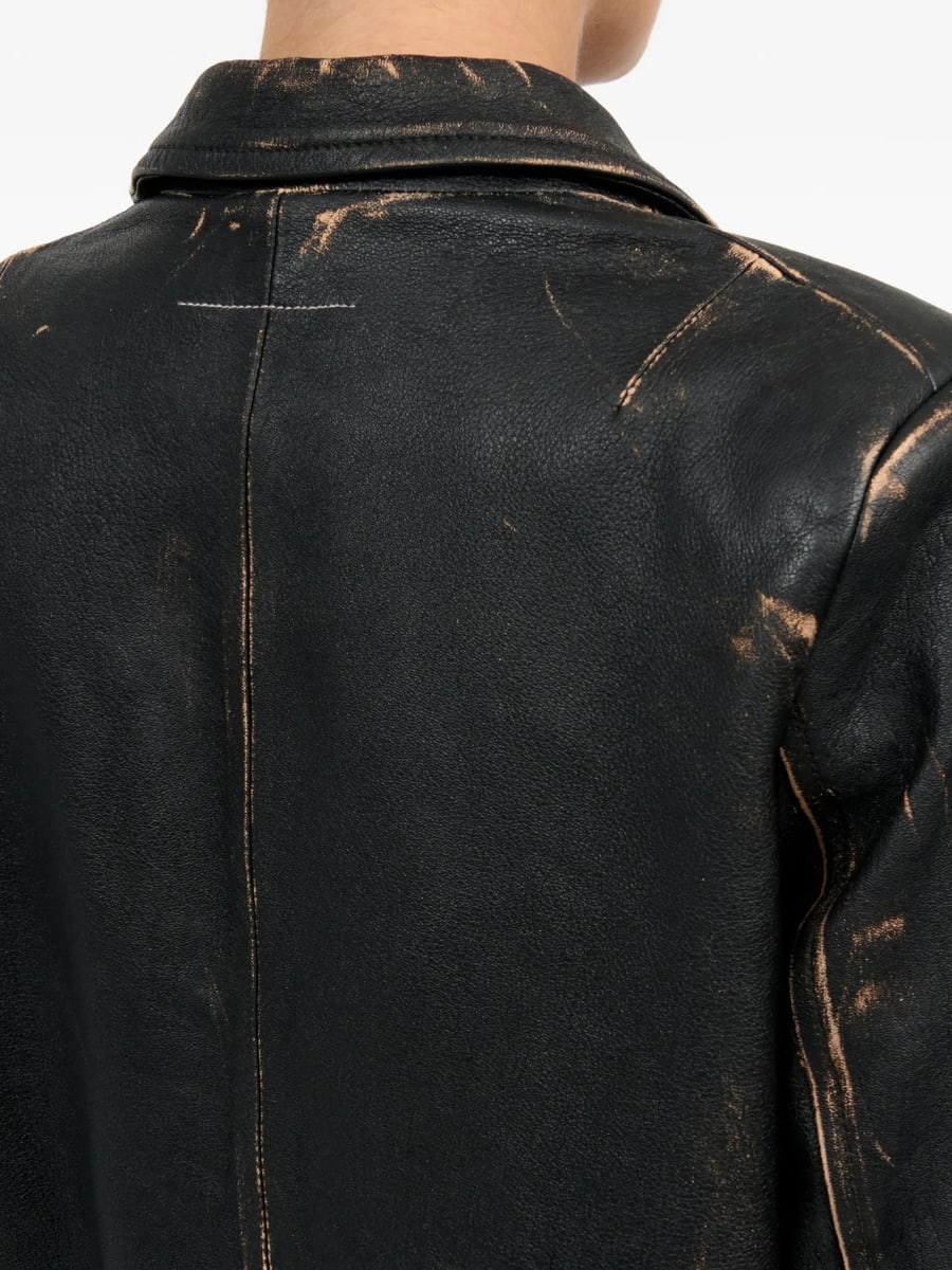 MM6 Maison Margiela Mm6 Maison Margiela Buttoned Leather Jacket, view 3