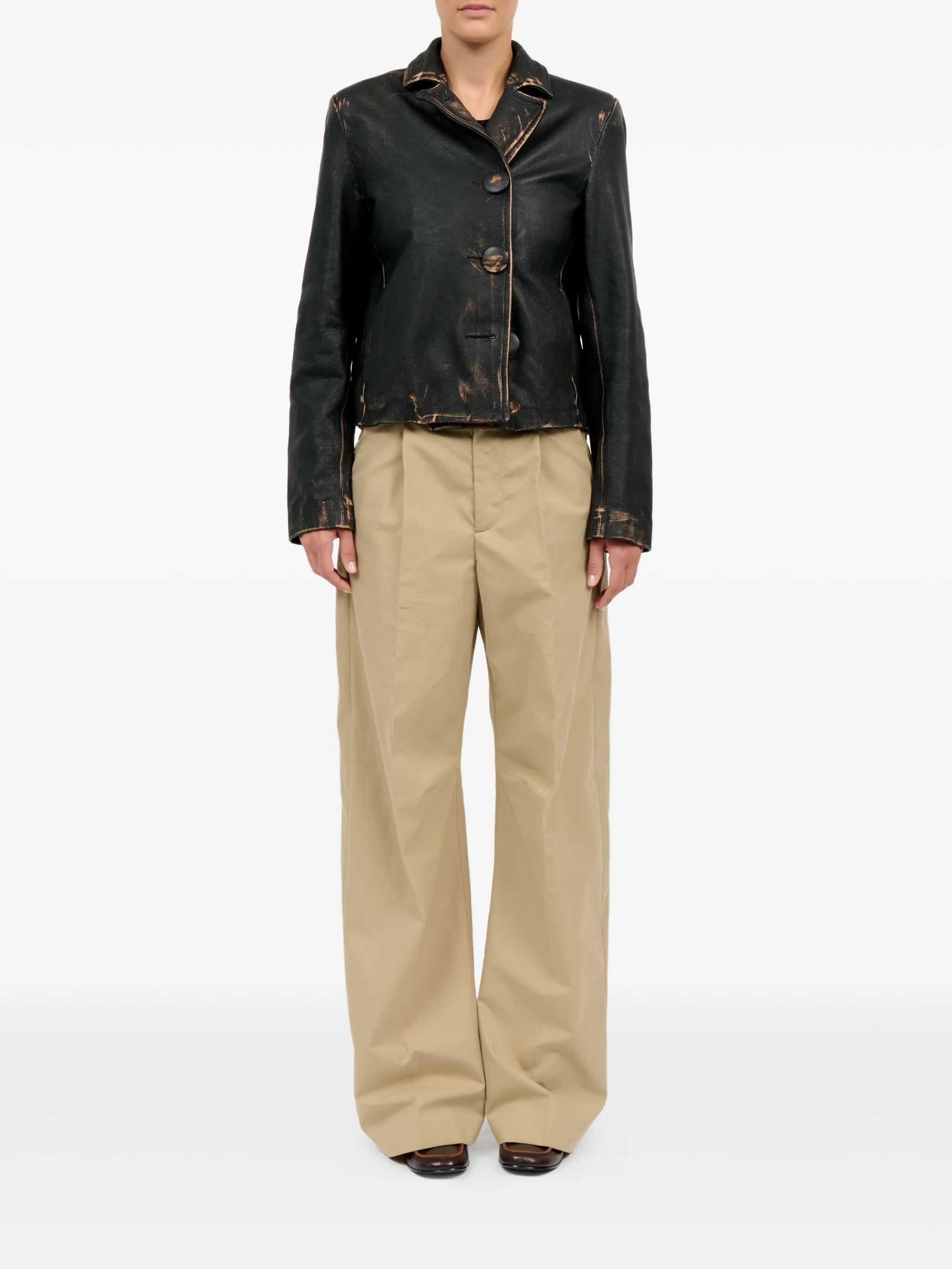 MM6 Maison Margiela Mm6 Maison Margiela Buttoned Leather Jacket, view 2