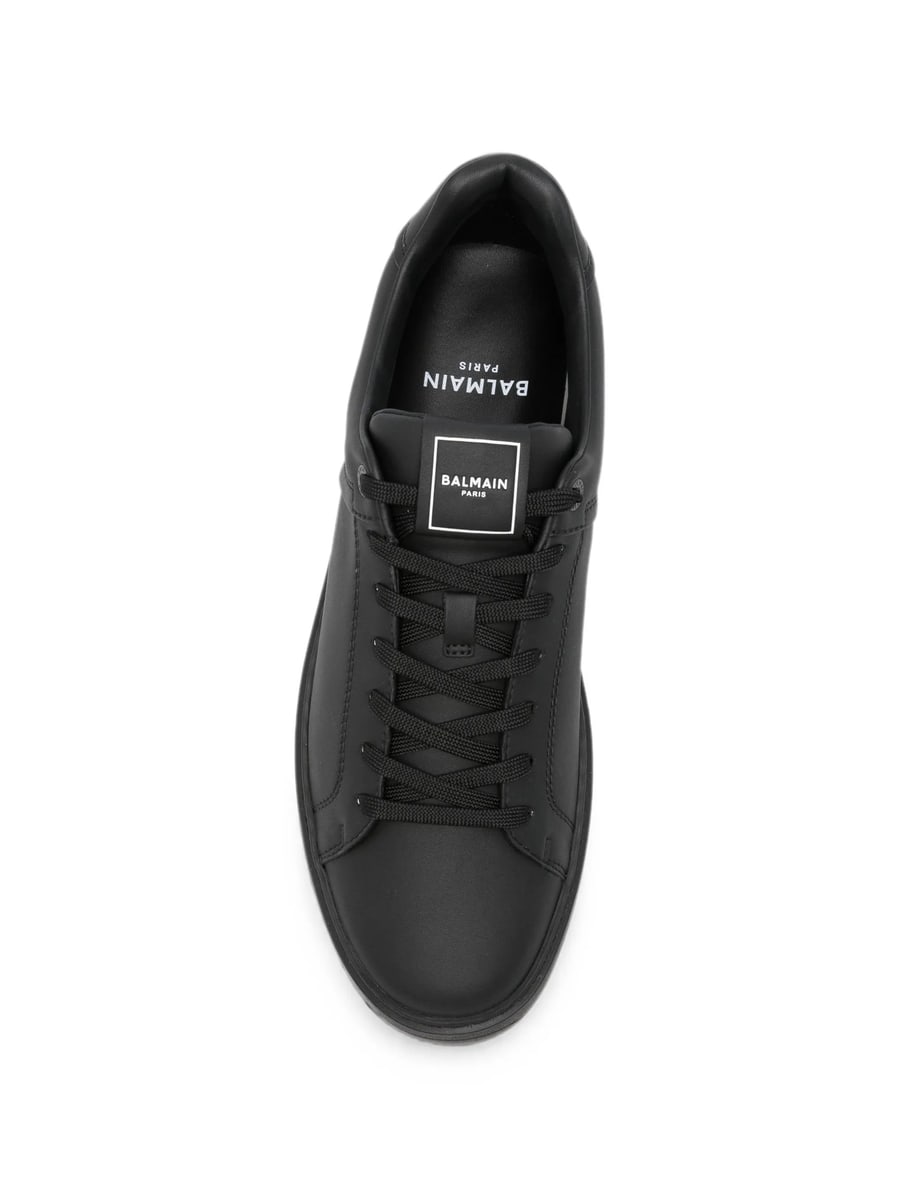 Balmain Balmain Logo-embossed Leather Sneakers, view 3