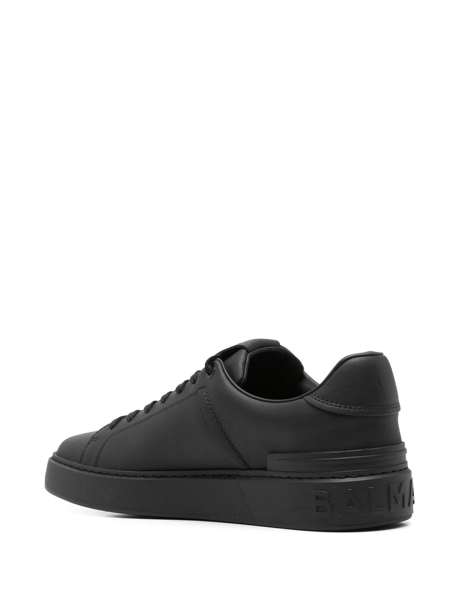 Balmain Balmain Logo-embossed Leather Sneakers, view 4
