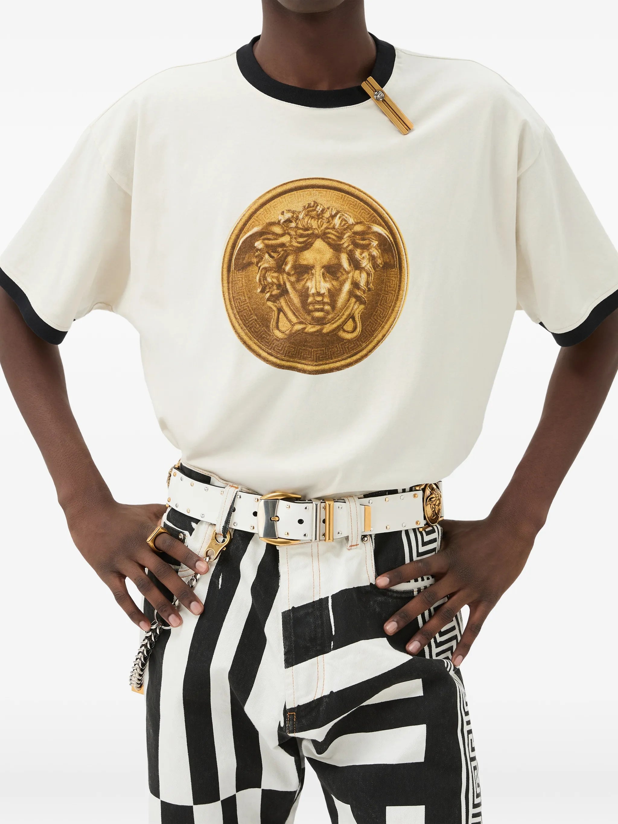 Versace Versace Printed Cotton T-shirt, view 2