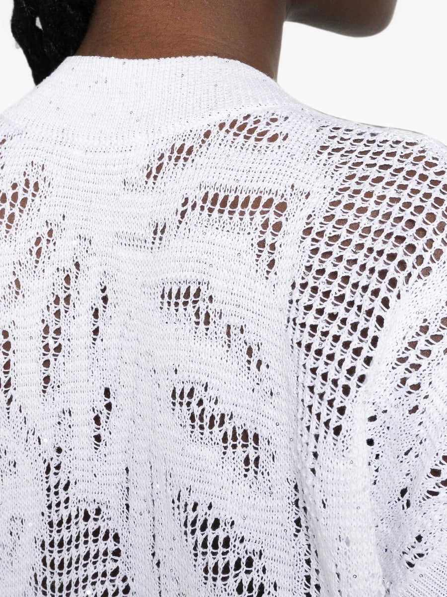 Brunello Cucinelli Brunello Cucinelli Sequin-embellished Open-knit Cardigan, view 3