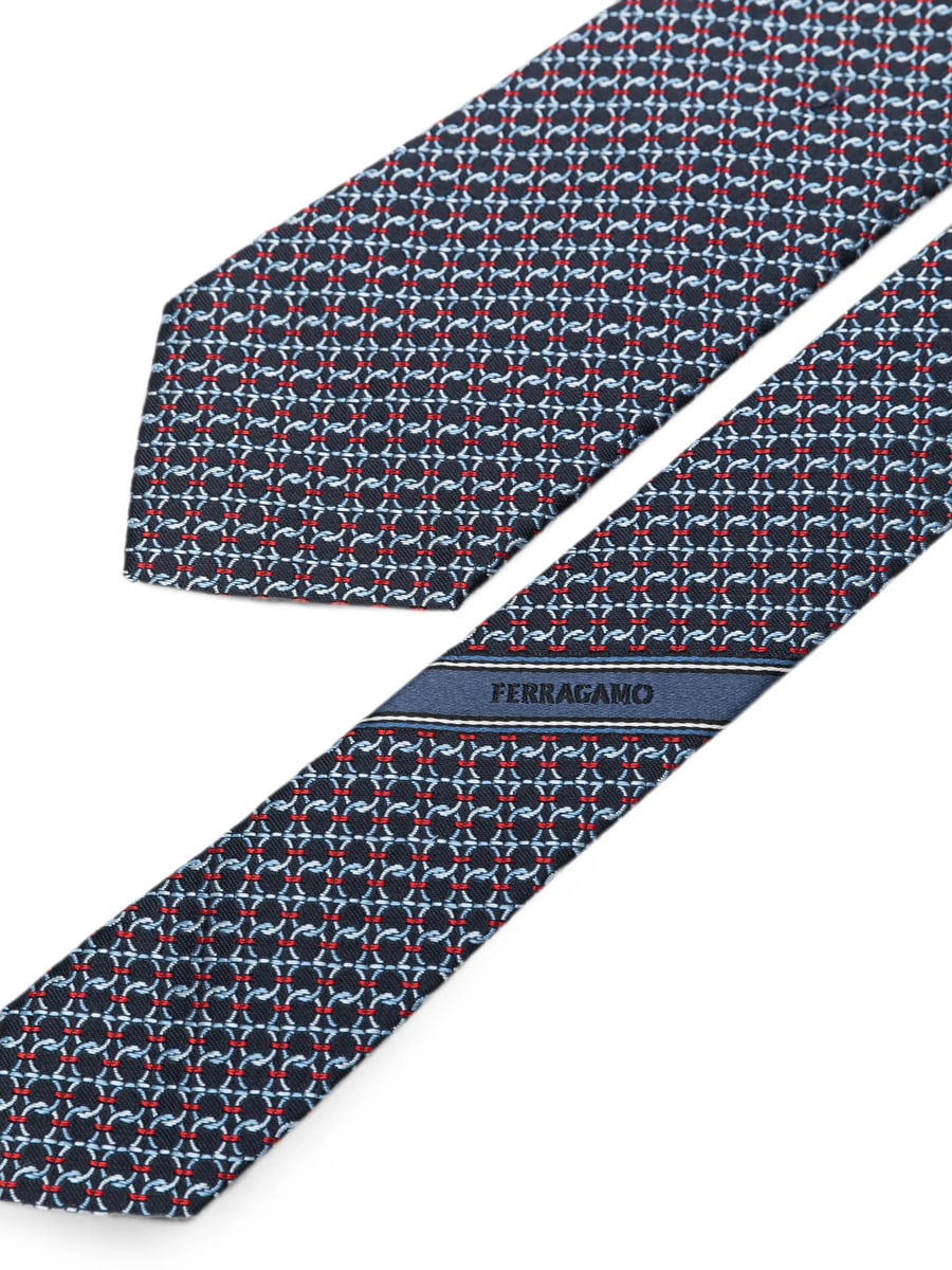 Ferragamo Ferragamo Gancini-pattern Silk Tie, view 2