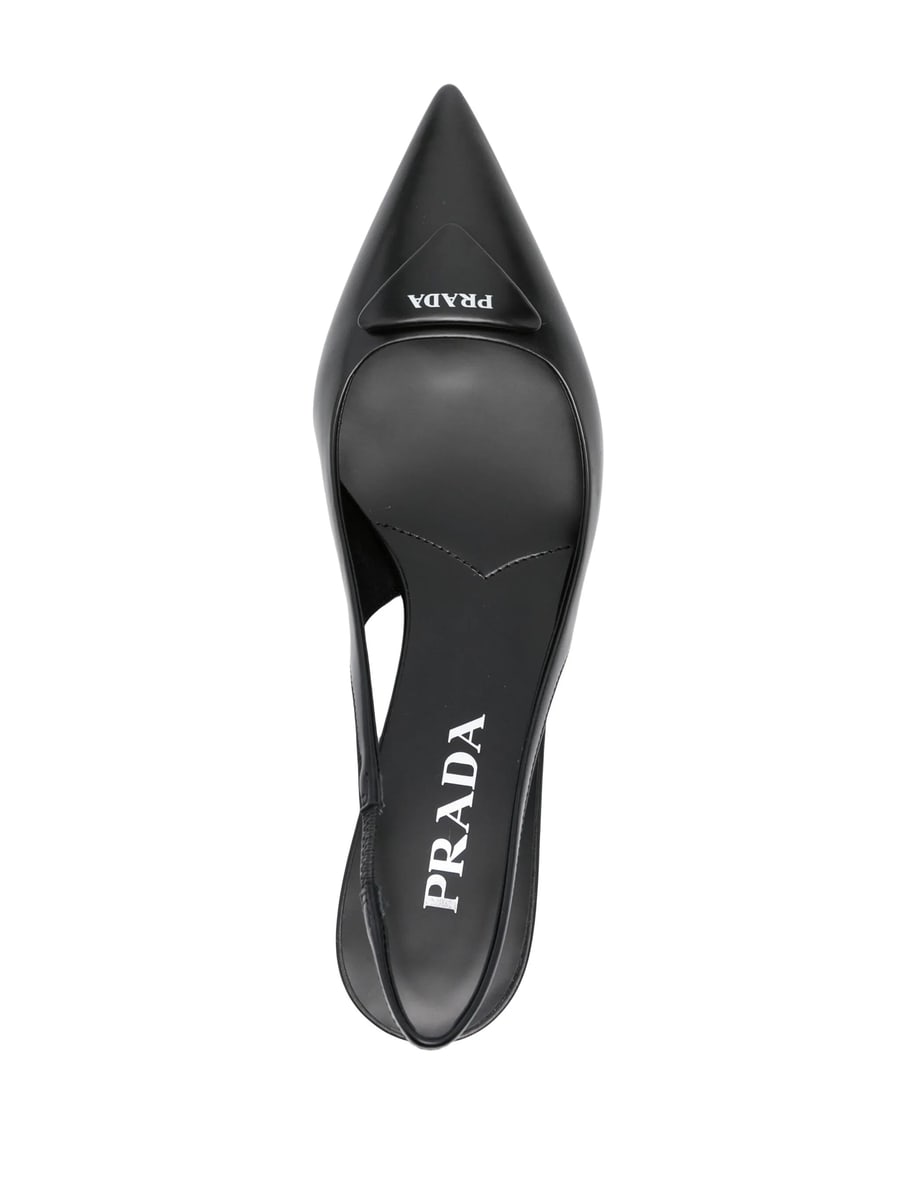 Prada Prada Leather Slingback Pumps, view 4