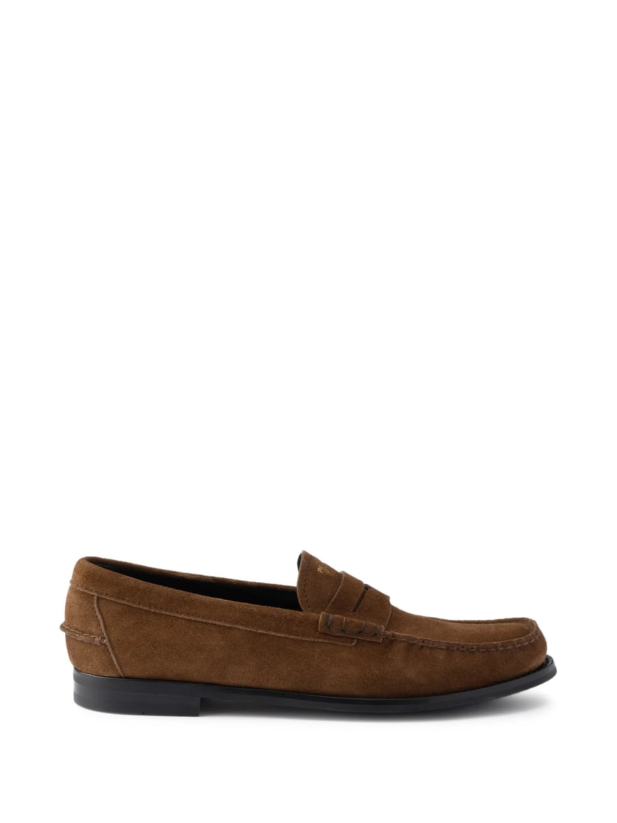 Prada Prada Aged-effect Suede Loafers