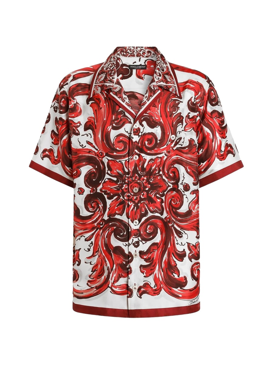 Dolce & Gabbana Dolce & Gabbana  Majolica-print Silk Twill Hawaii Shirt