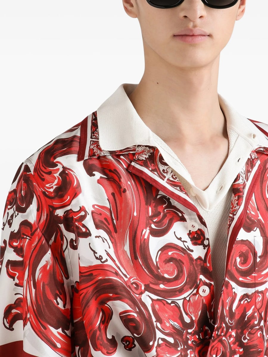 Dolce & Gabbana Dolce & Gabbana  Majolica-print Silk Twill Hawaii Shirt, view 5