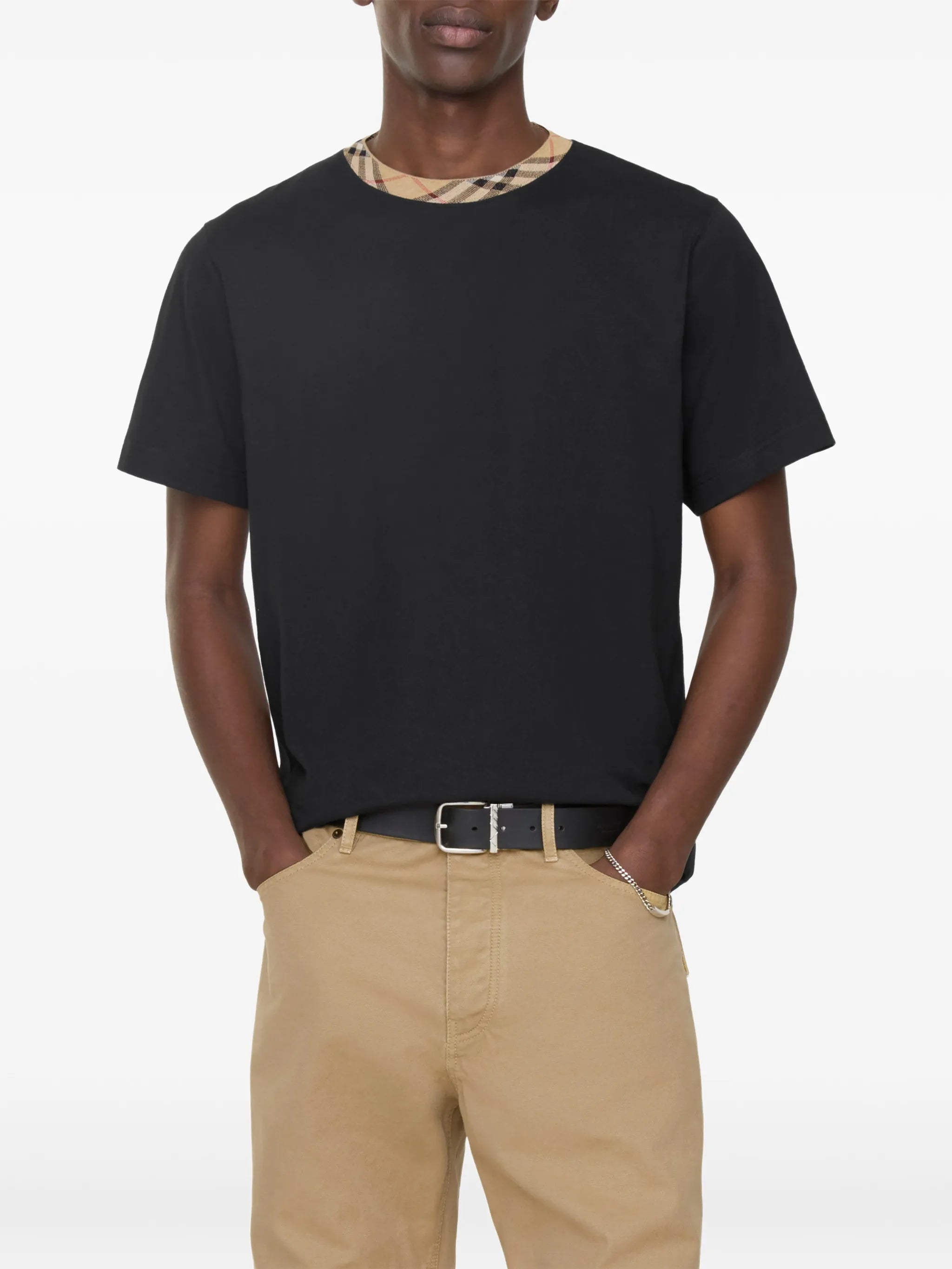 Burberry Burberry Check Trim Cotton T-shirt, view 2