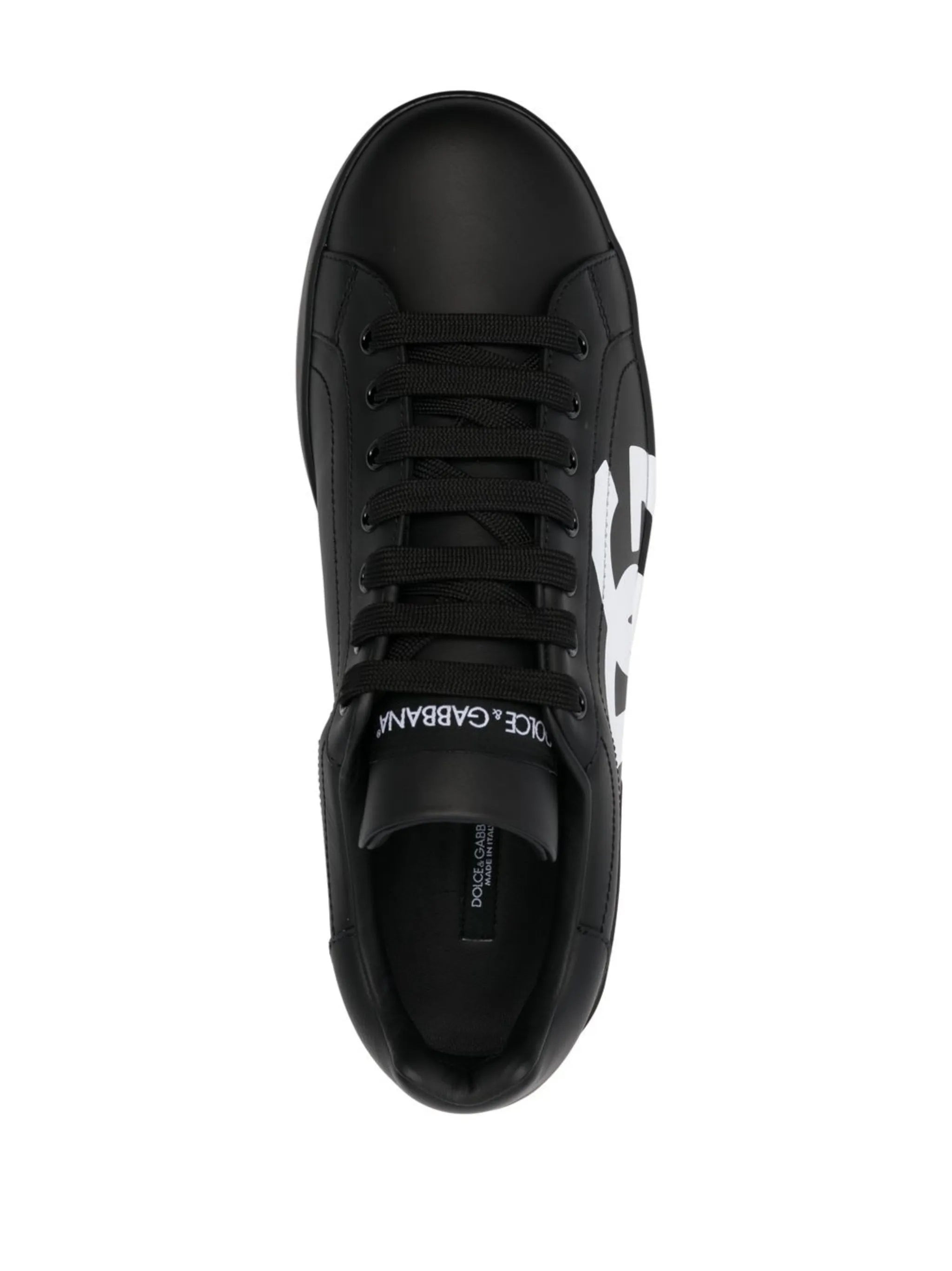 Dolce & Gabbana Dolce & Gabbana Calfskin Nappa Portofino Sneakers With DG Logo Print