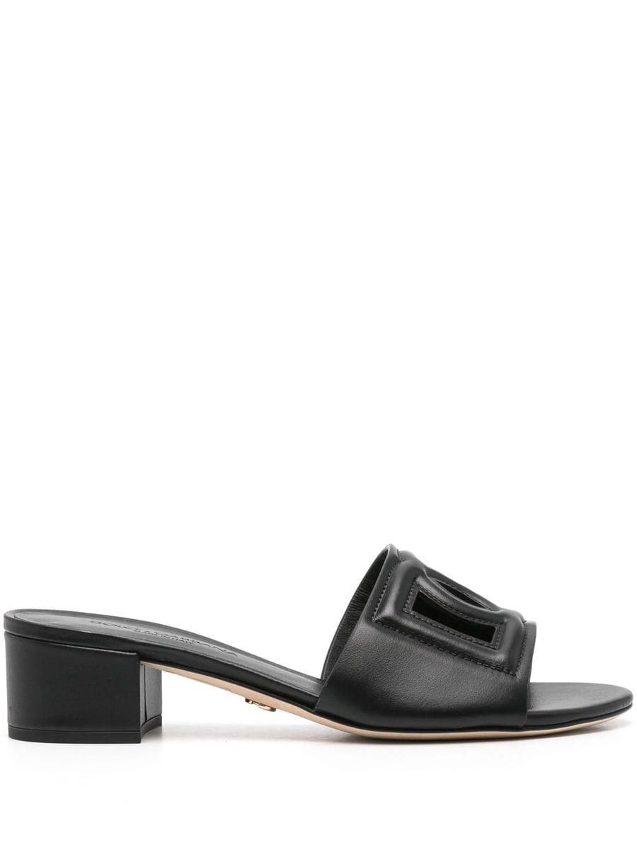 Dolce & Gabbana Dolce & Gabbana Calfskin Slides With DG Logo