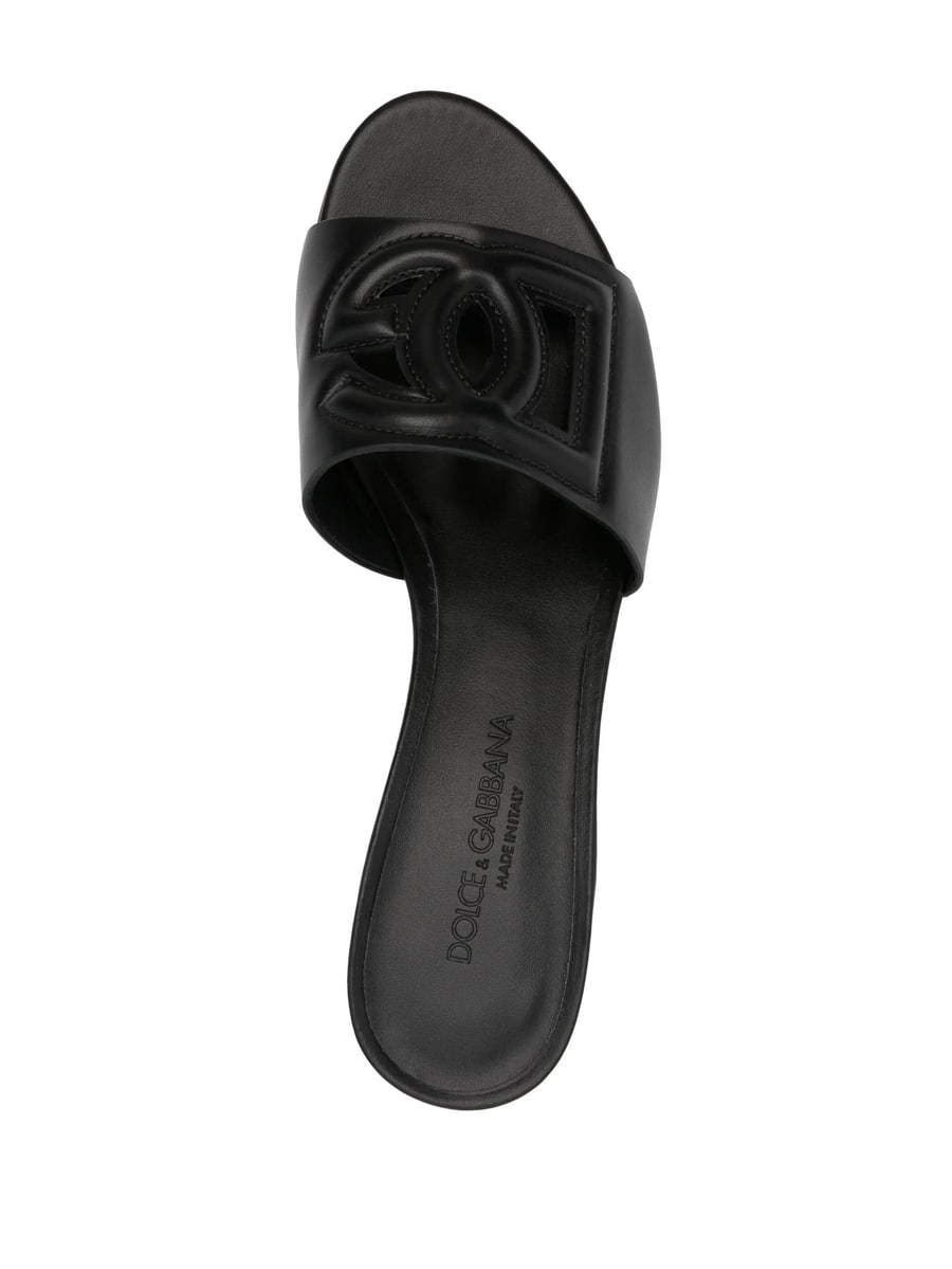 Dolce & Gabbana Dolce & Gabbana Calfskin Slides With DG Logo, view 2