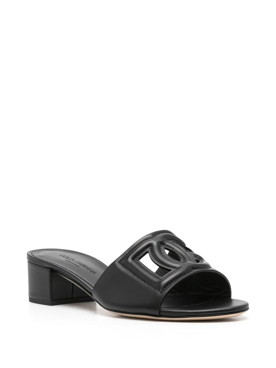 Dolce & Gabbana Dolce & Gabbana Calfskin Slides With DG Logo, view 4