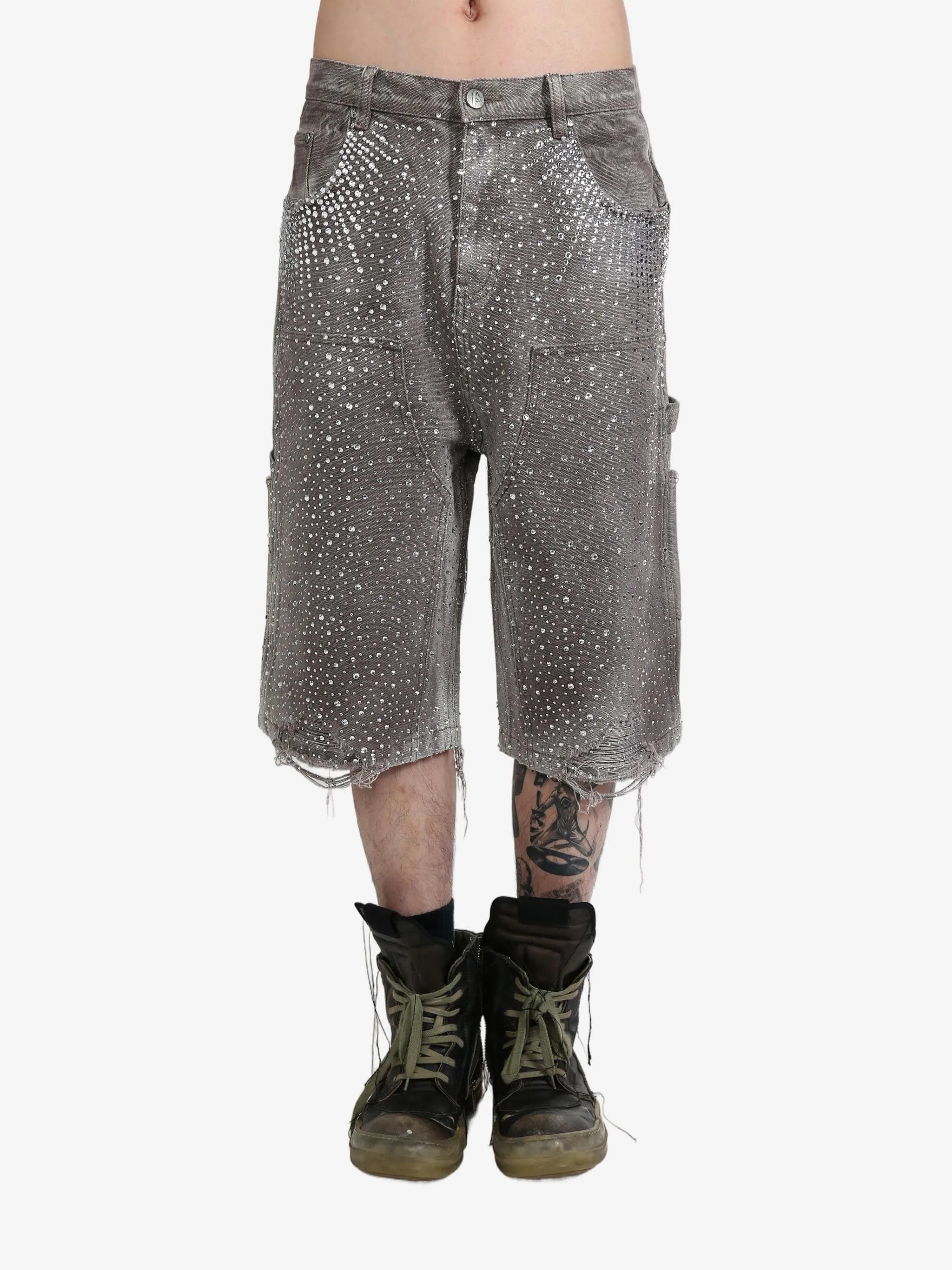Birth Of Royal Child Birth Of Royal Child Crystal-embellished Washed-denim Shorts