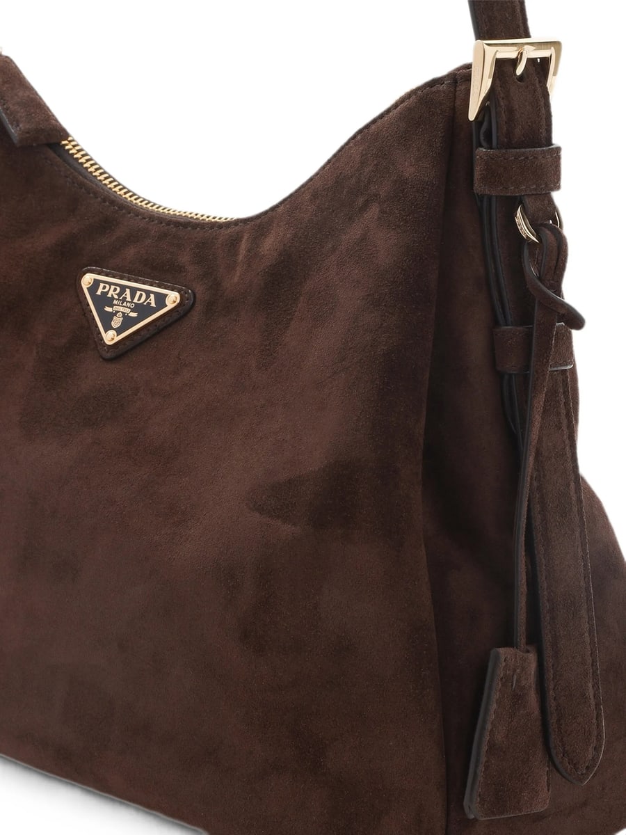 Prada Prada Logo-plaque Suede Shoulder Bag, view 2