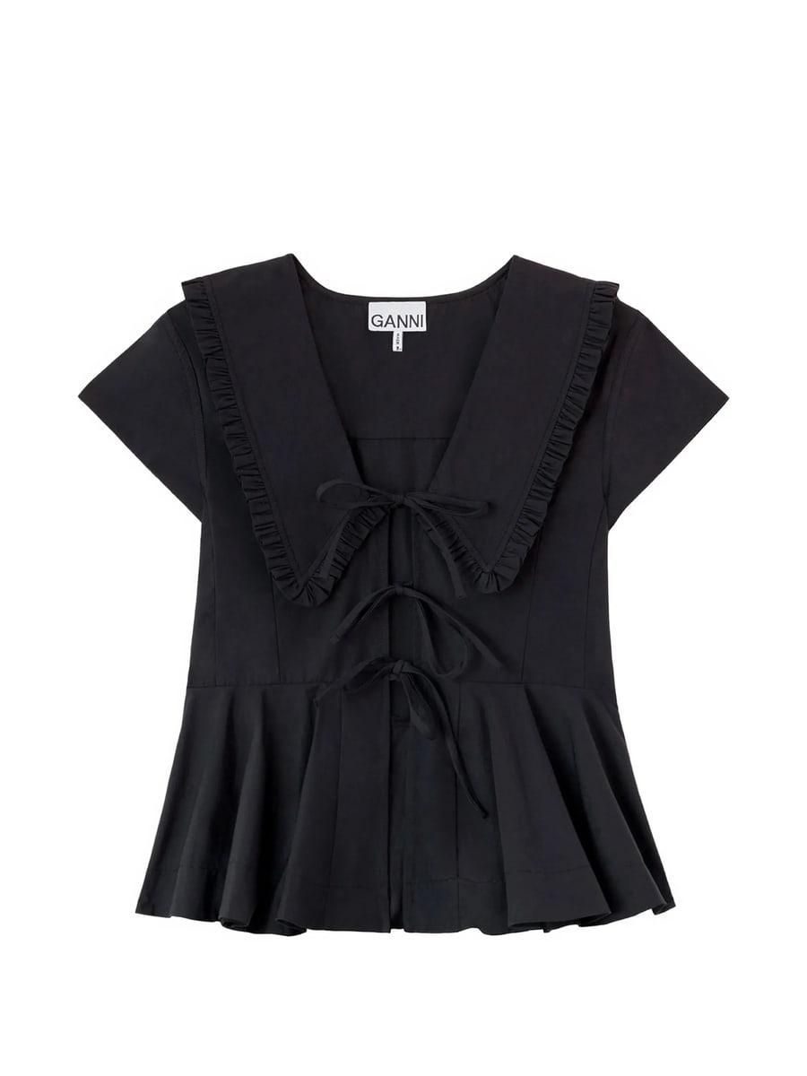 Ganni Ganni Ruffled-collar Peplum Top