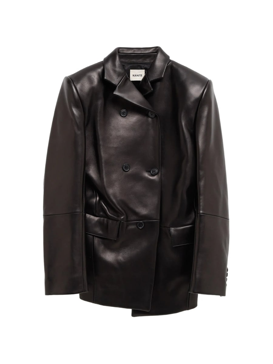Khaite Khaite Double-breasted Leather Blazer