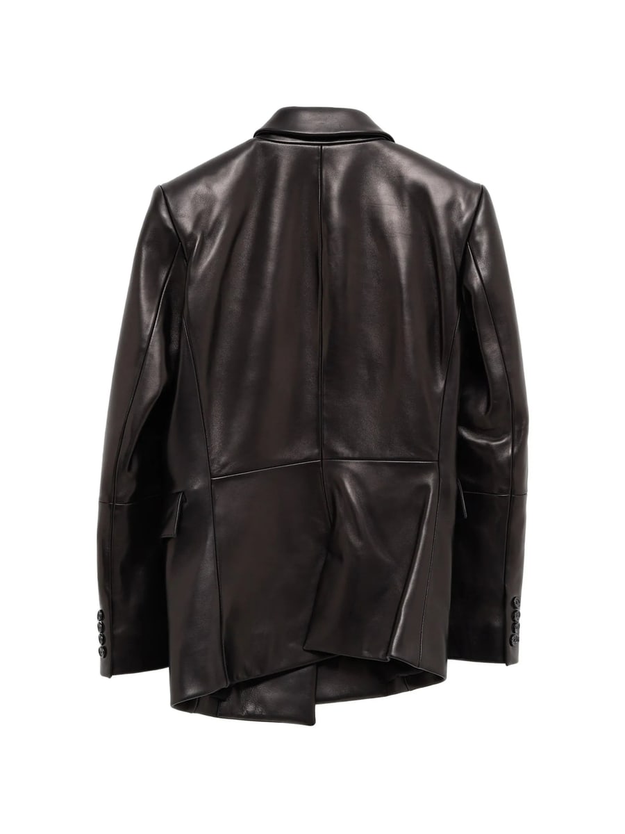 Khaite Khaite Double-breasted Leather Blazer, view 2