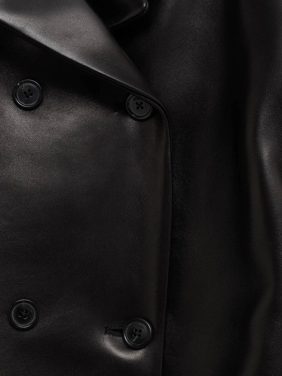 Khaite Khaite Double-breasted Leather Blazer, view 3