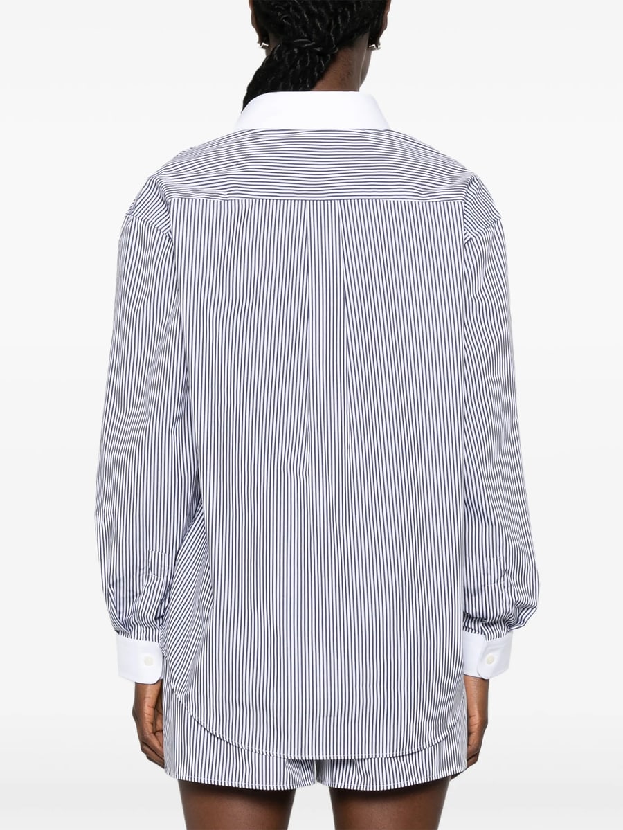 Sporty & Rich Sporty & Rich Striped Cotton Shirt, view 4