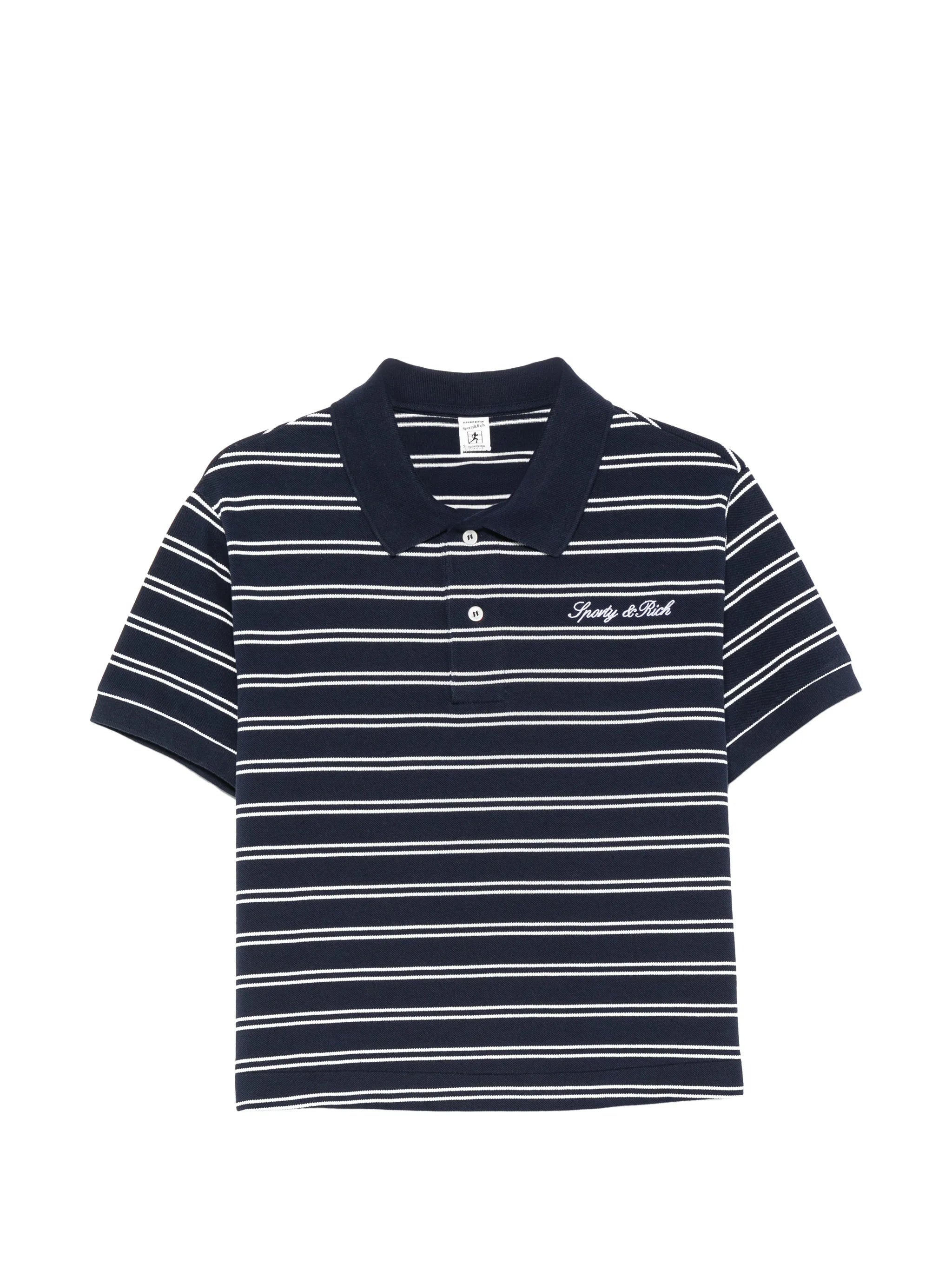 Sporty & Rich Sporty & Rich Signature Logo Striped Short-sleeve Polo Shirt